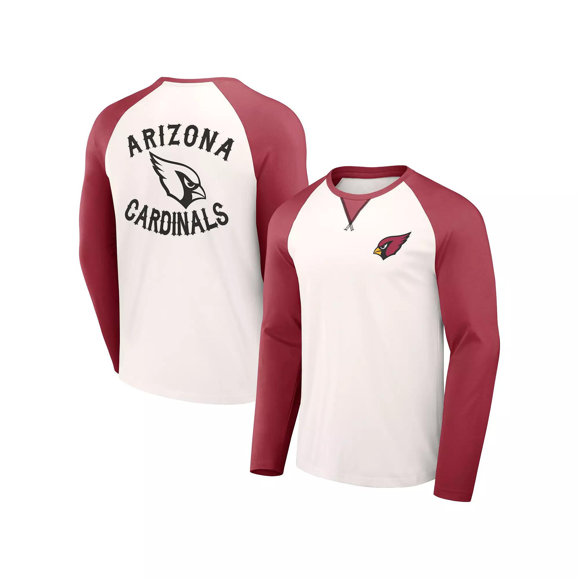 Men's NFL x Darius Rucker Collection by Fanatics Cream/Cardinal Arizona Cardinals Long Sleeve Raglan T-Shirt, Size: 3XL, Beige Product Image