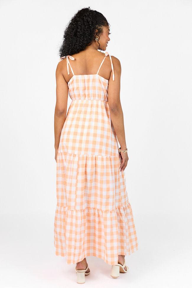 Checked Out Orange Gingham Tie Front Maxi Dress FINAL SALE Product Image