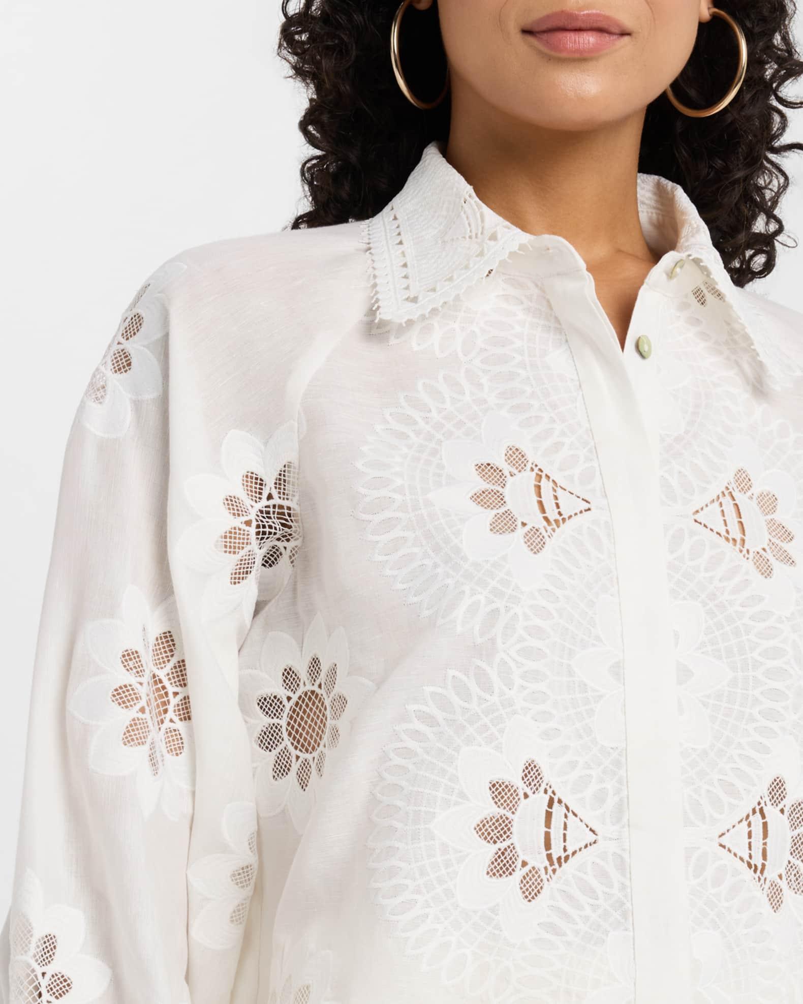 The Romy Embroidered Button-Down Blouse Product Image