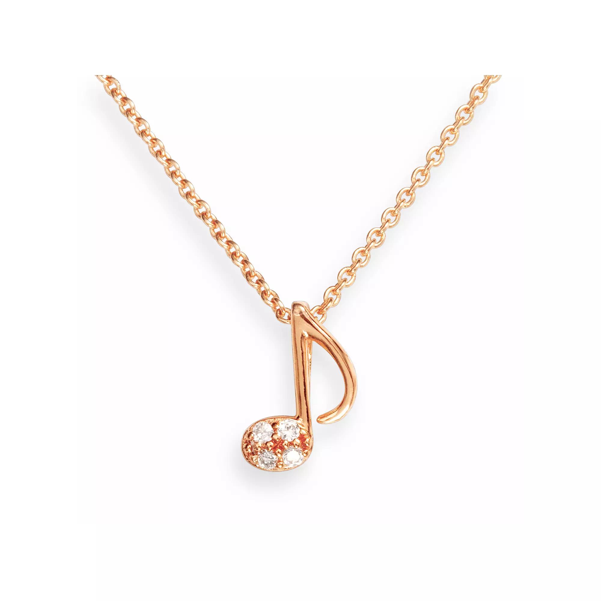 Sophie Miller 14k Gold Over Silver Cubic Zirconia Music Note Pendant, Women's, Size: 16", White Product Image