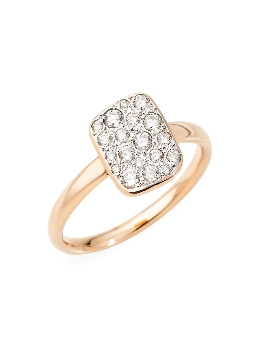 Womens Sabbia 18K Rose Gold & Diamond Rectangular Ring Product Image