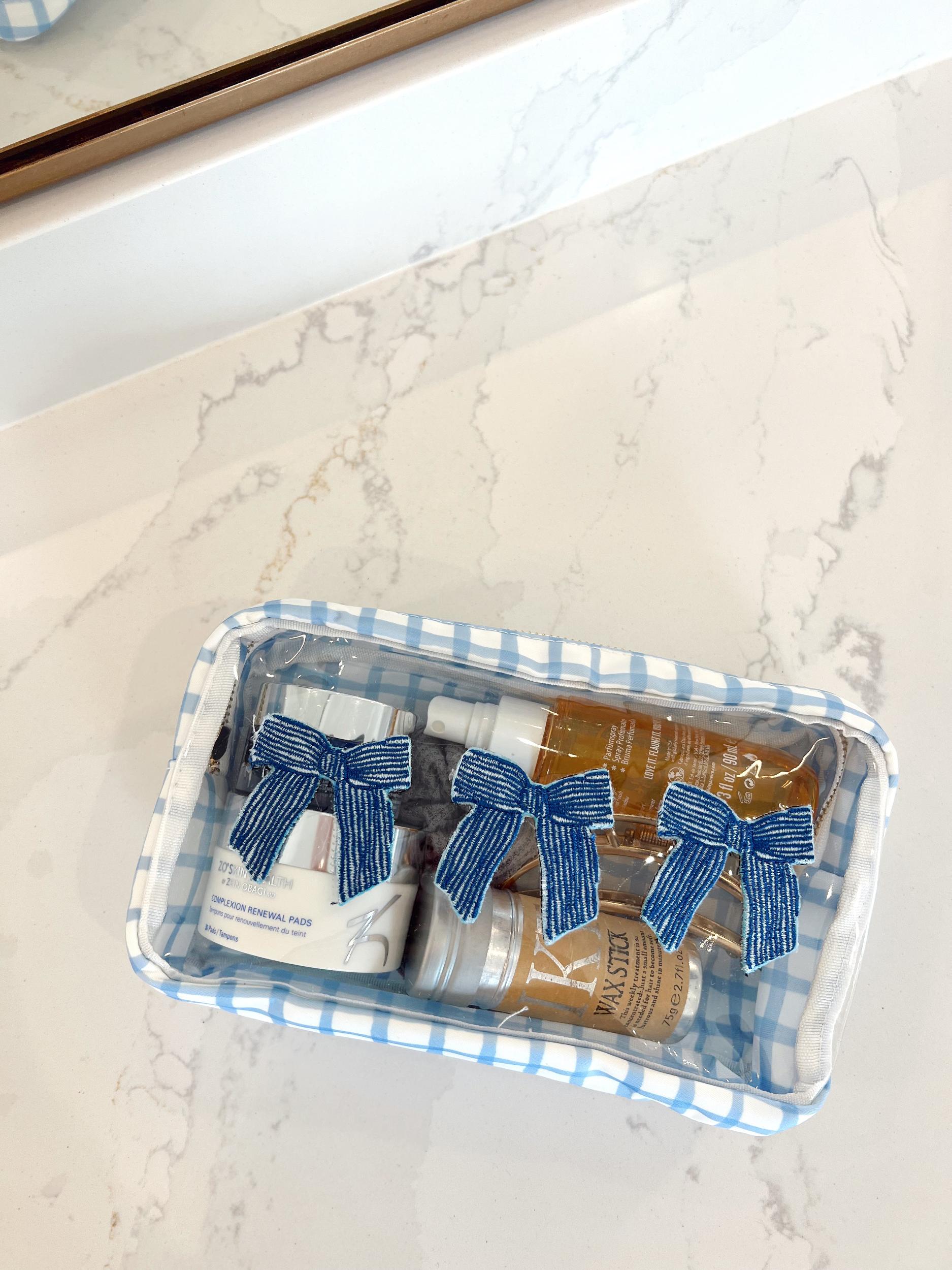 KenzKustomz Blue Trellis Zip Bag - 3 Bows Product Image