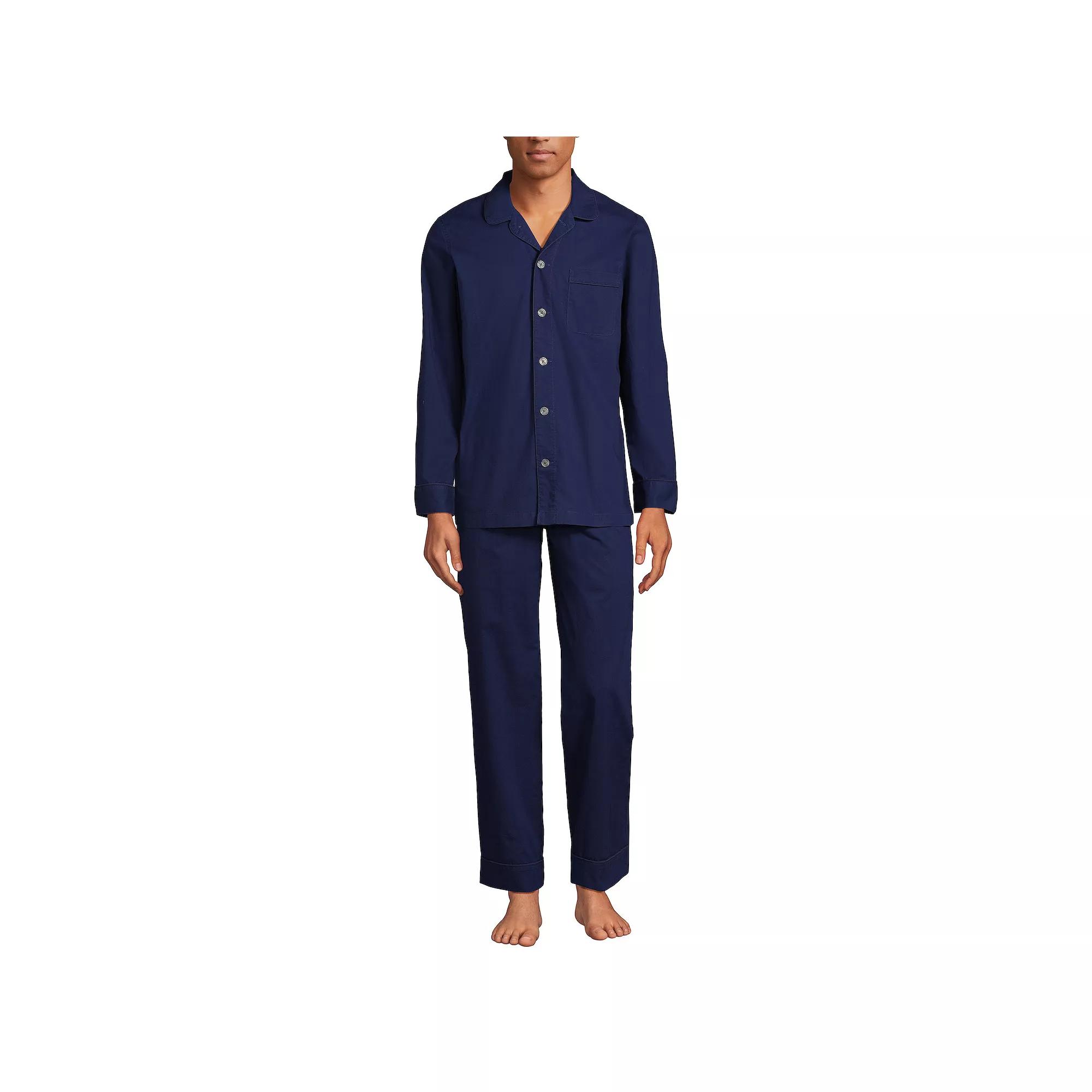 Men's Lands' End Essential Long Sleeve Top & Pants Pajama Set,  Product Image