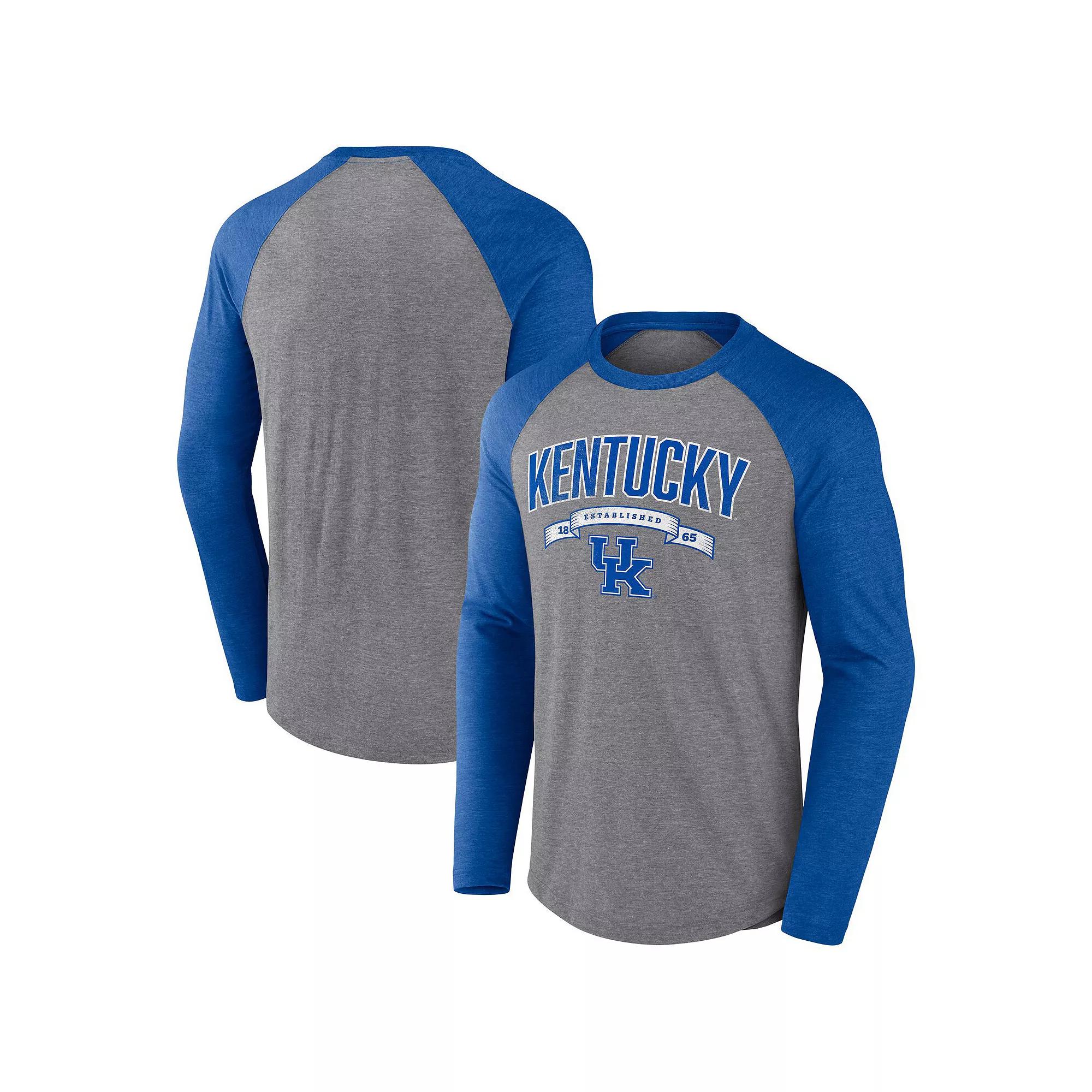 Men's Fanatics Gray Kentucky Wildcats Banner Year Tri-Blend Raglan Long Sleeve T-Shirt, Size: Medium, Grey Product Image