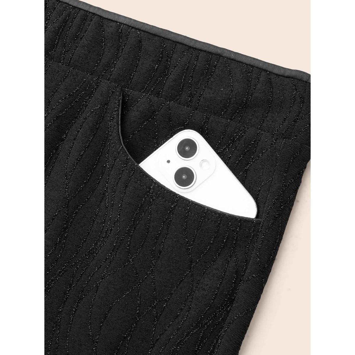 Plus Size Metallic Shimmer Stretchy Flare Pants Women Black Formal Medium stretch Bootcut Mid Rise Party Leggings BloomChic 10/M Product Image