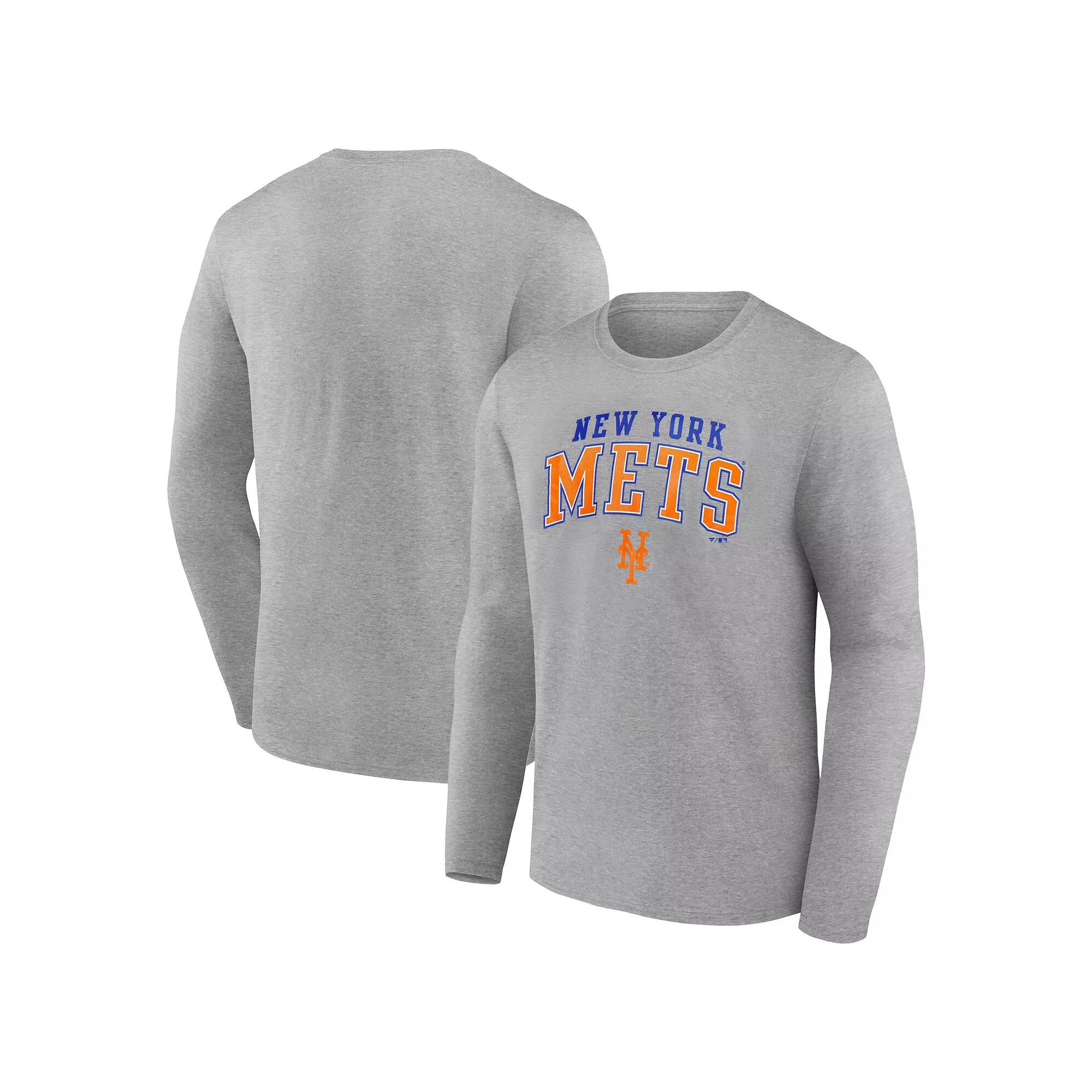 Men's Fanatics Heather Gray New York Mets Iconic Logo Long Sleeve T-Shirt,  Product Image