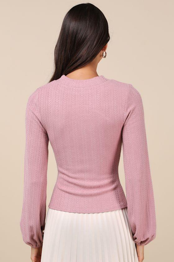 Simply Ideal Mauve Cutout Long Sleeve Top Product Image