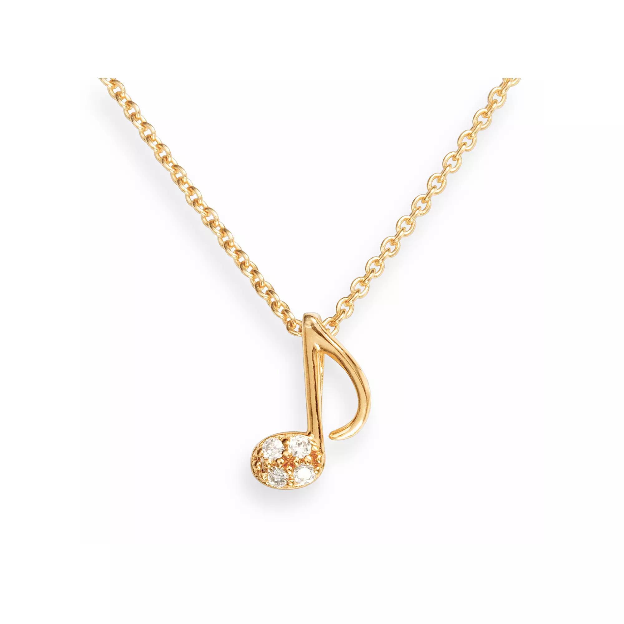 Sophie Miller 14k Gold Over Silver Cubic Zirconia Music Note Pendant, Women's, Size: 16", White Product Image
