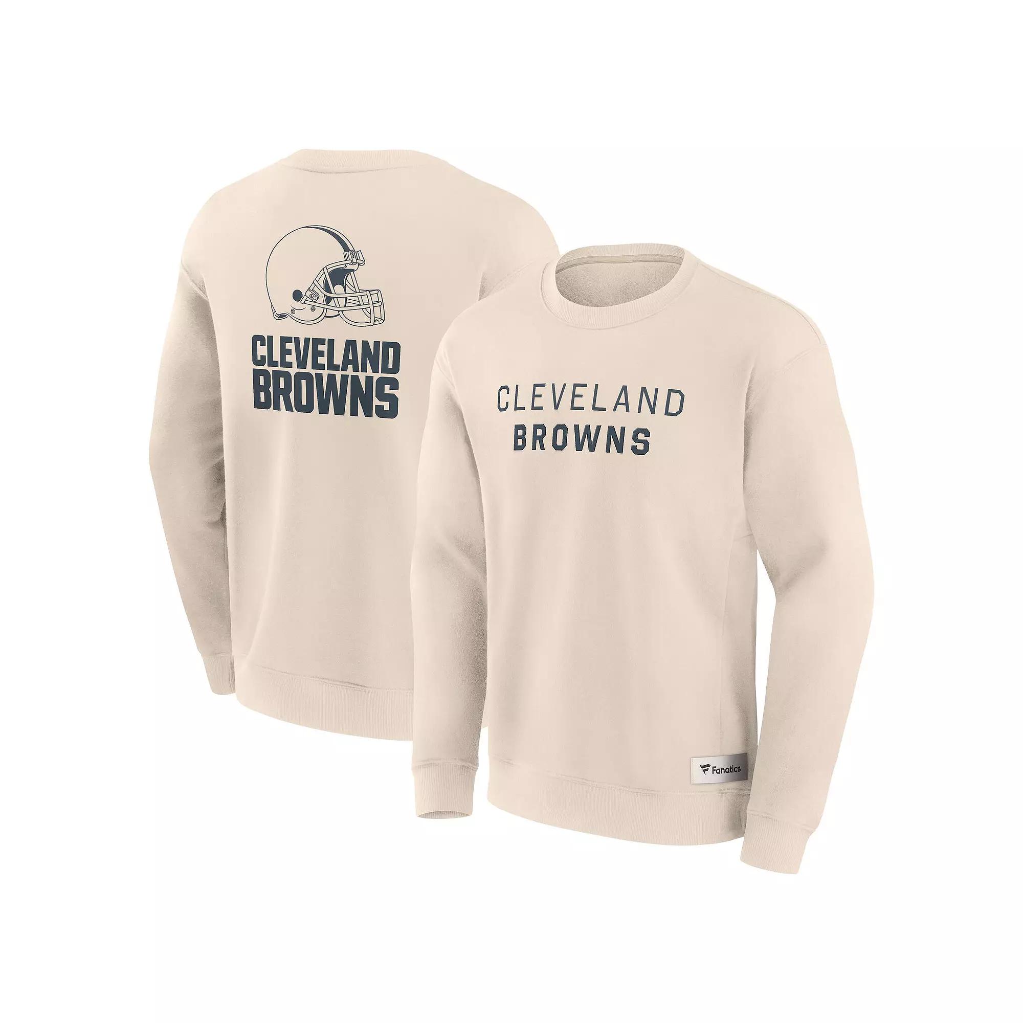 Men's Fanatics Cream Cleveland Browns Elements Future Ground Lettering Pullover Sweatshirt,  Product Image