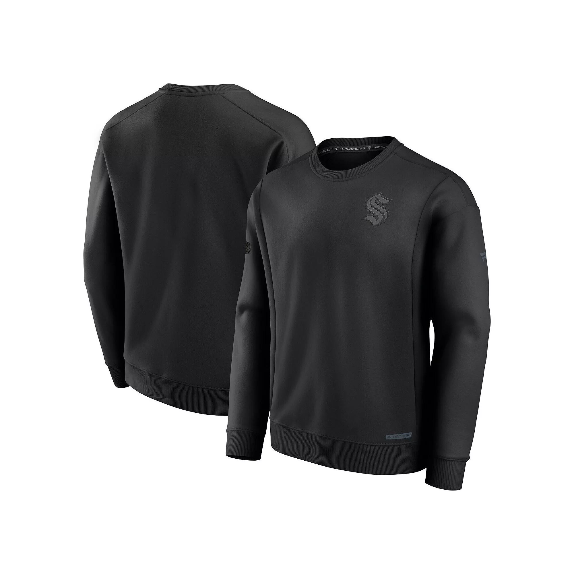 Men's Fanatics Black Seattle Kraken Authentic Pro Road Fleece Sweatshirt,  Product Image