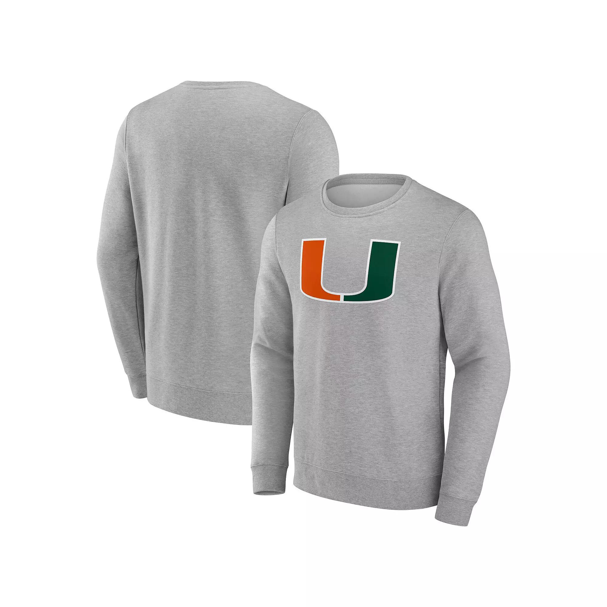 Men's Fanatics Gray Miami Hurricanes Fleece Pullover Sweatshirt, Size: Large, Grey Product Image