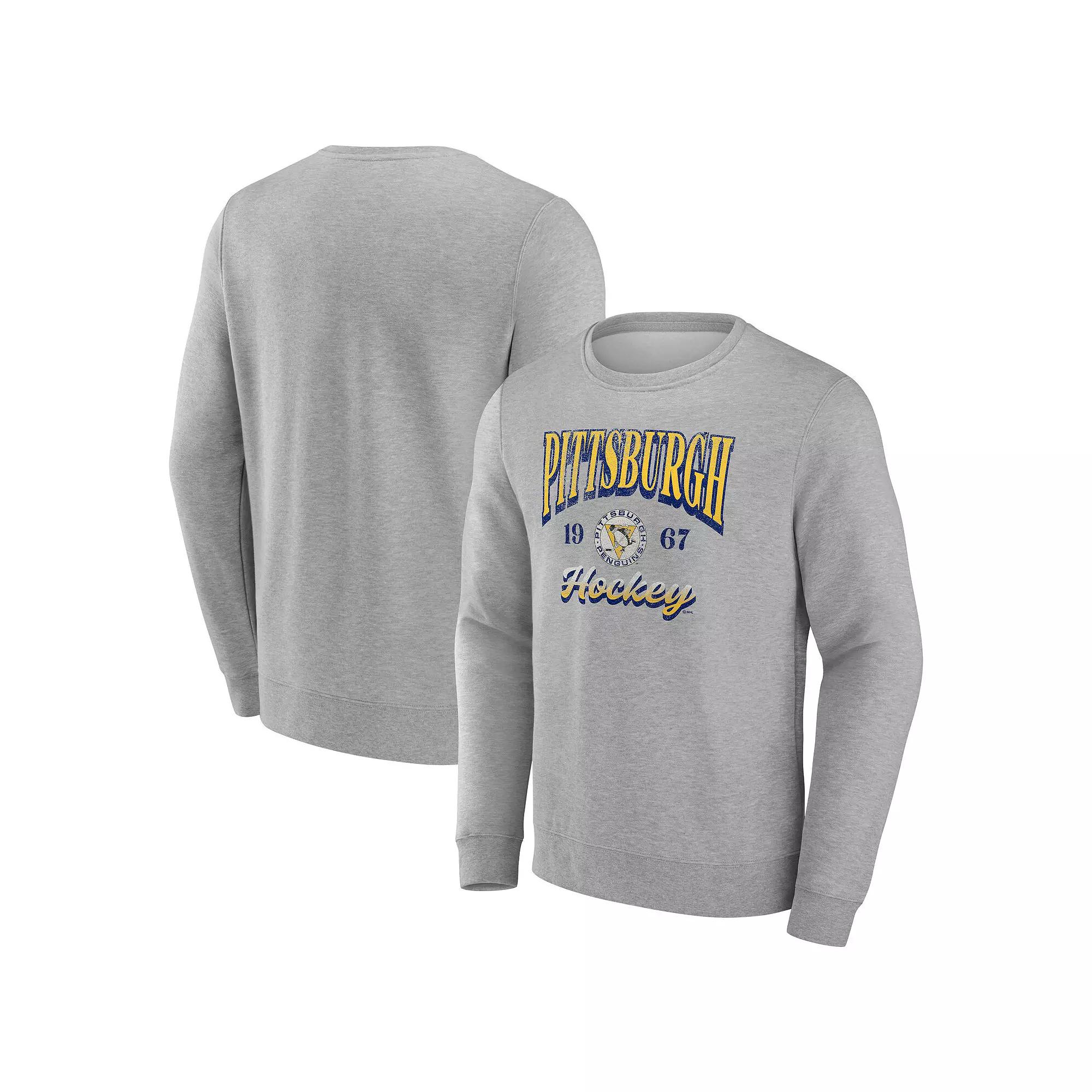 Men's Fanatics Gray Pittsburgh Penguins Nimbus Fleece Pullover Sweatshirt, Size: Medium, Grey Product Image