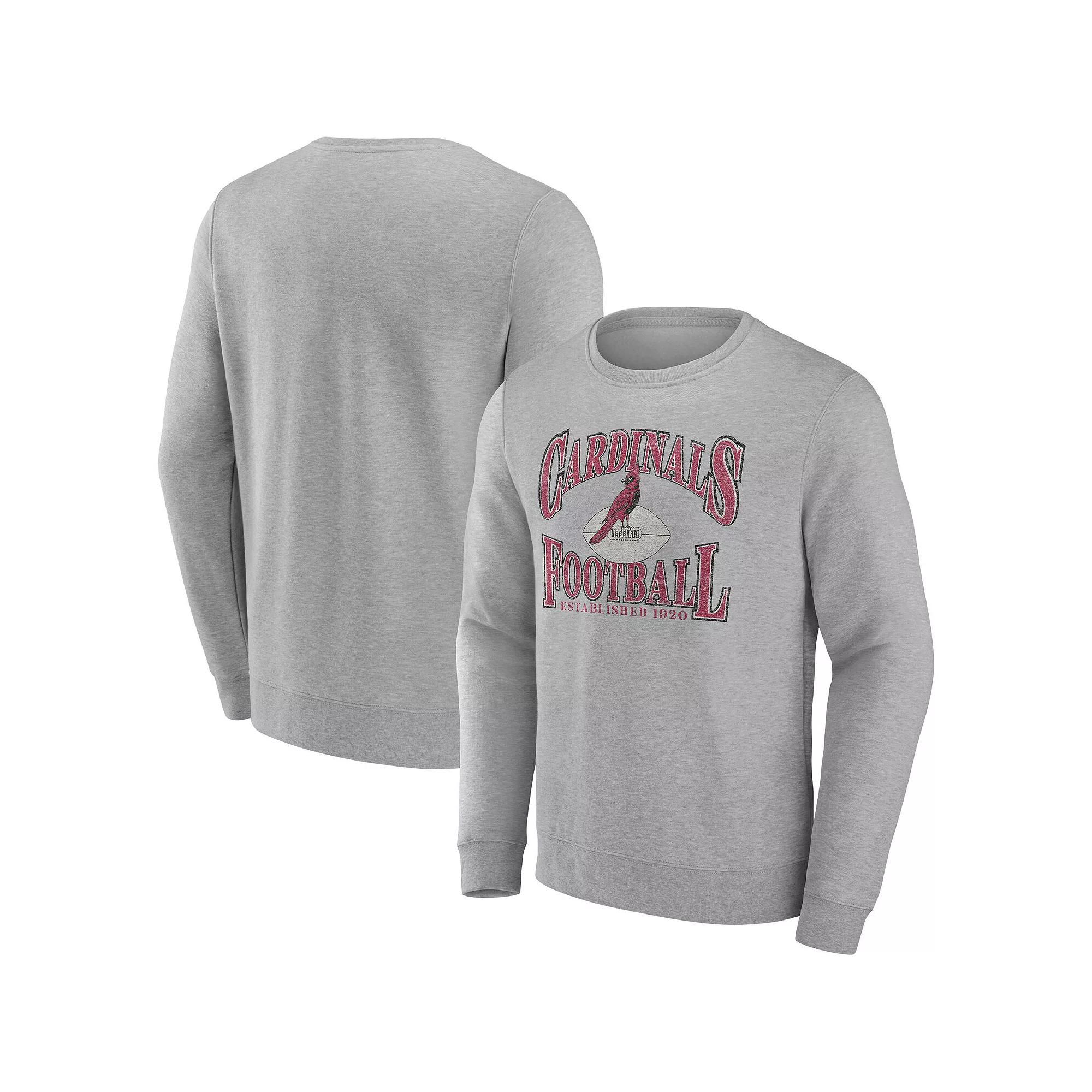 Men's Fanatics Branded Heathered Charcoal Arizona Cardinals Playability Pullover Sweatshirt,  Product Image