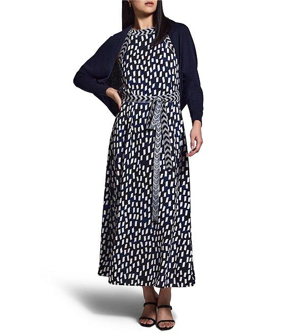 NIC + ZOE Embellished Starry Sky Becca Round Neck Sleeveless Fit-And-Flare Midi Dress Product Image