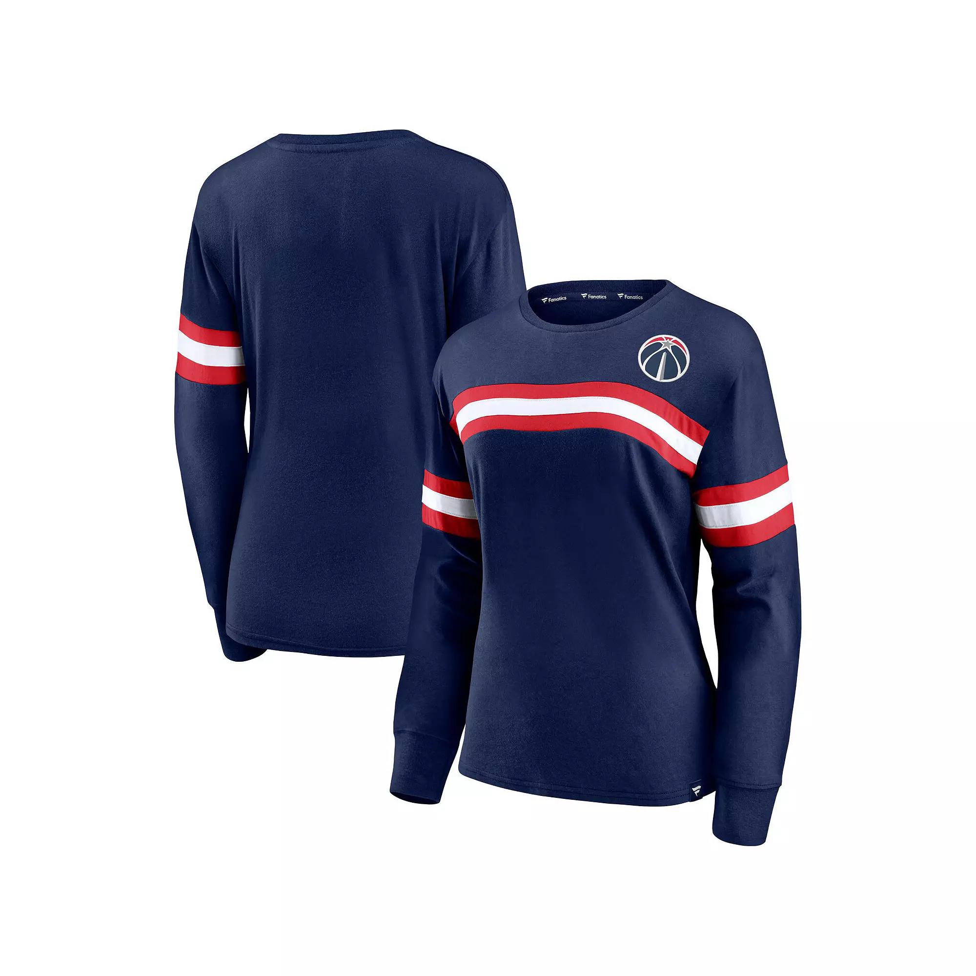 Women's Fanatics Black Toronto Raptors Block Party Chest Logo Striped Long Sleeve T-Shirt,  Product Image