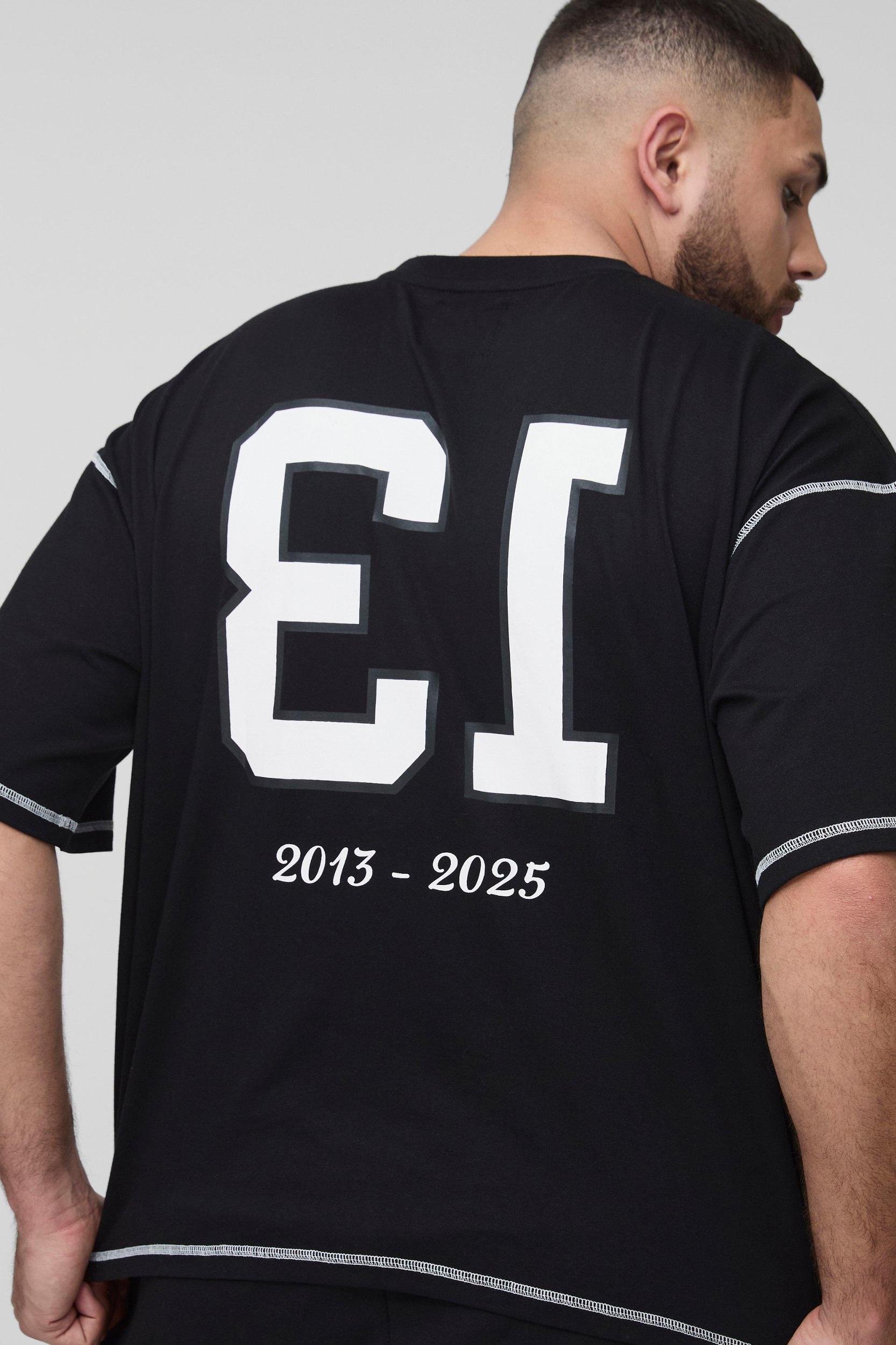 Plus Oversized Boxy Applique 13 Print T-Shirt & Short Set | boohooMAN USA Product Image