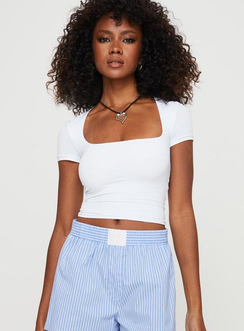 Back In Time Short Sleeve Top White Product Image