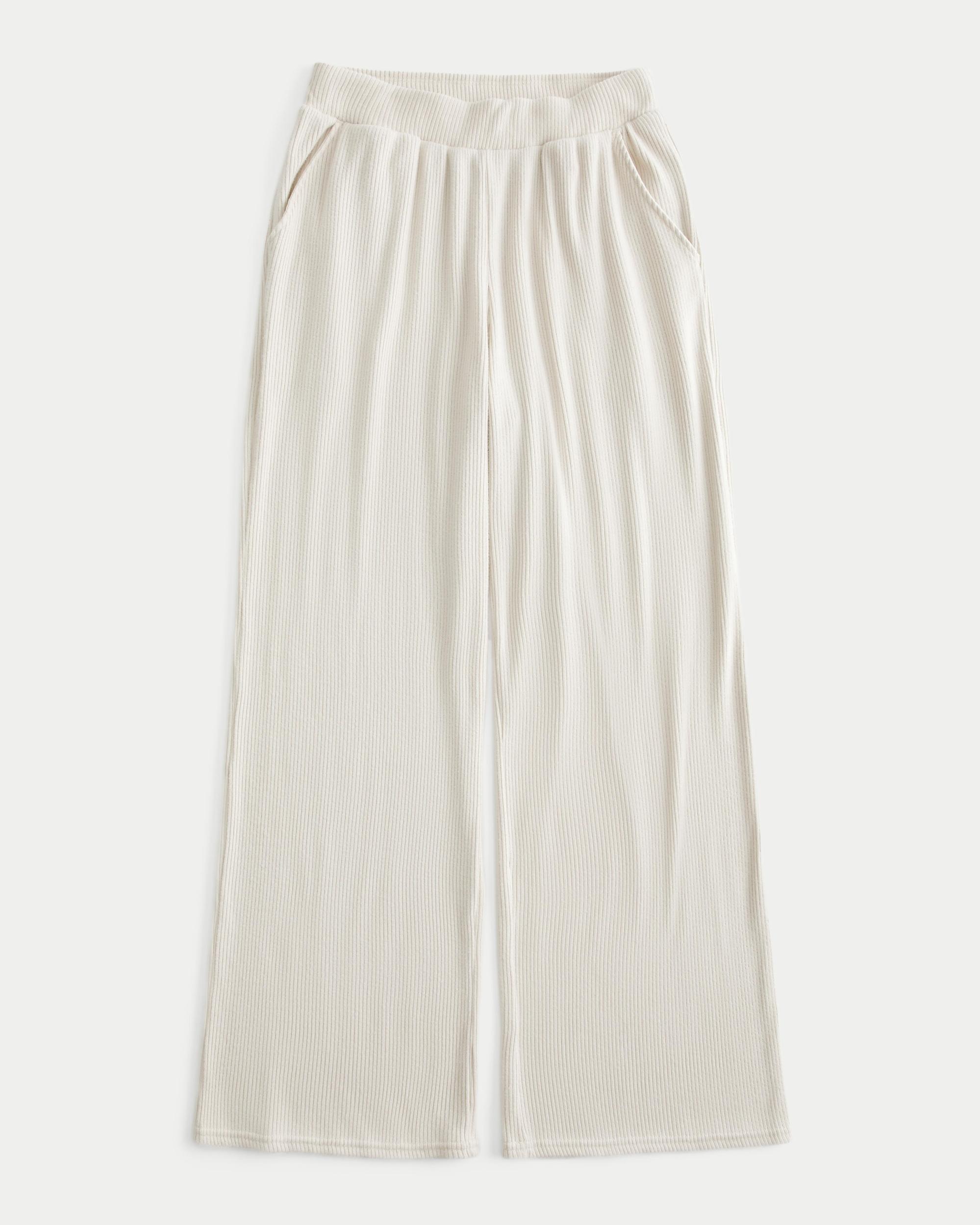 Cozy Ribbed Baggy Pants Product Image