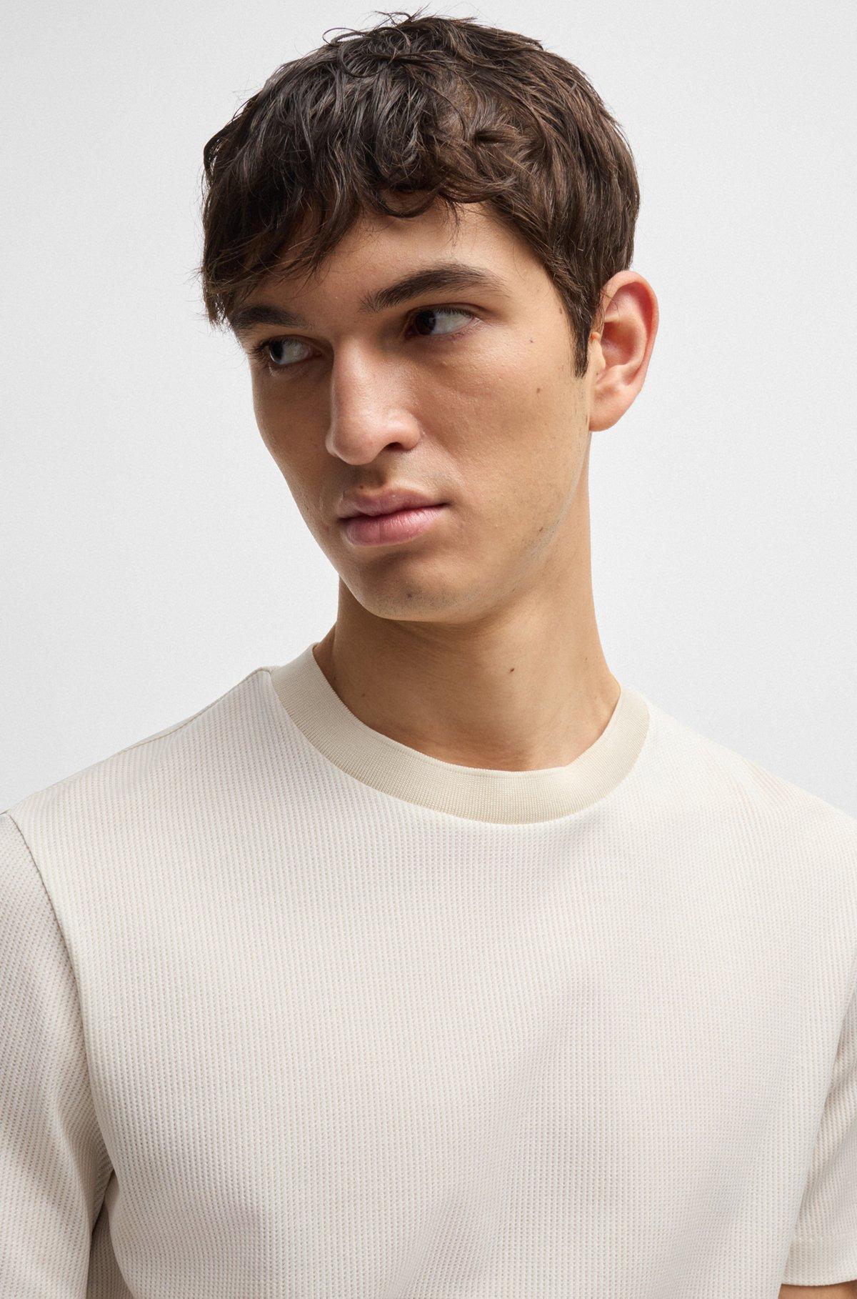 Regular-fit T-shirt in structured cotton Product Image