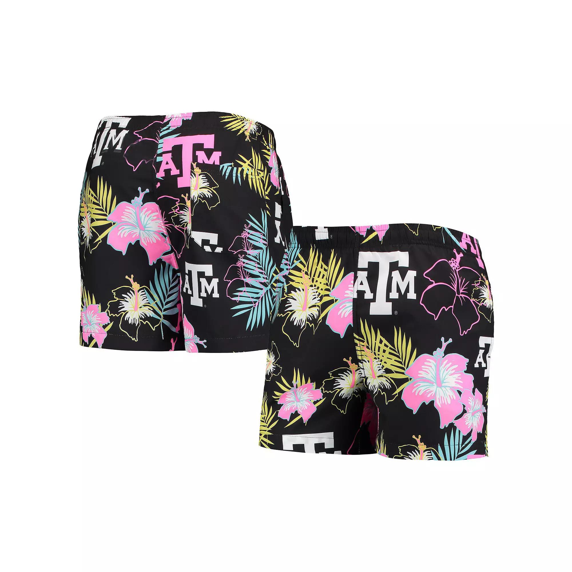 Men's FOCO Black Texas A&M Aggies Neon Floral Swim Trunks, Size: 2XL Product Image