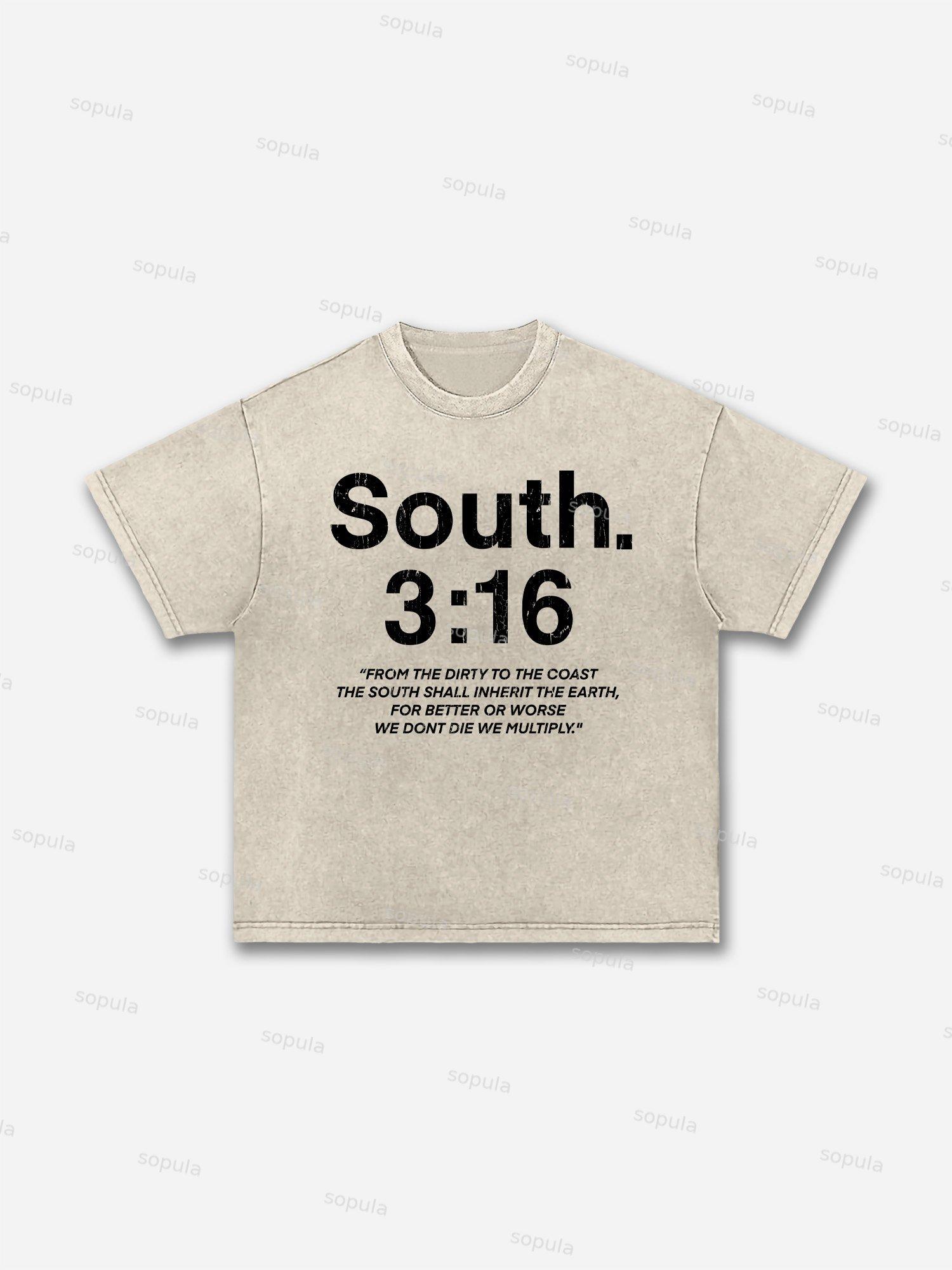 South 3：16 Placard Graphic Acid Wash T-shirt Product Image
