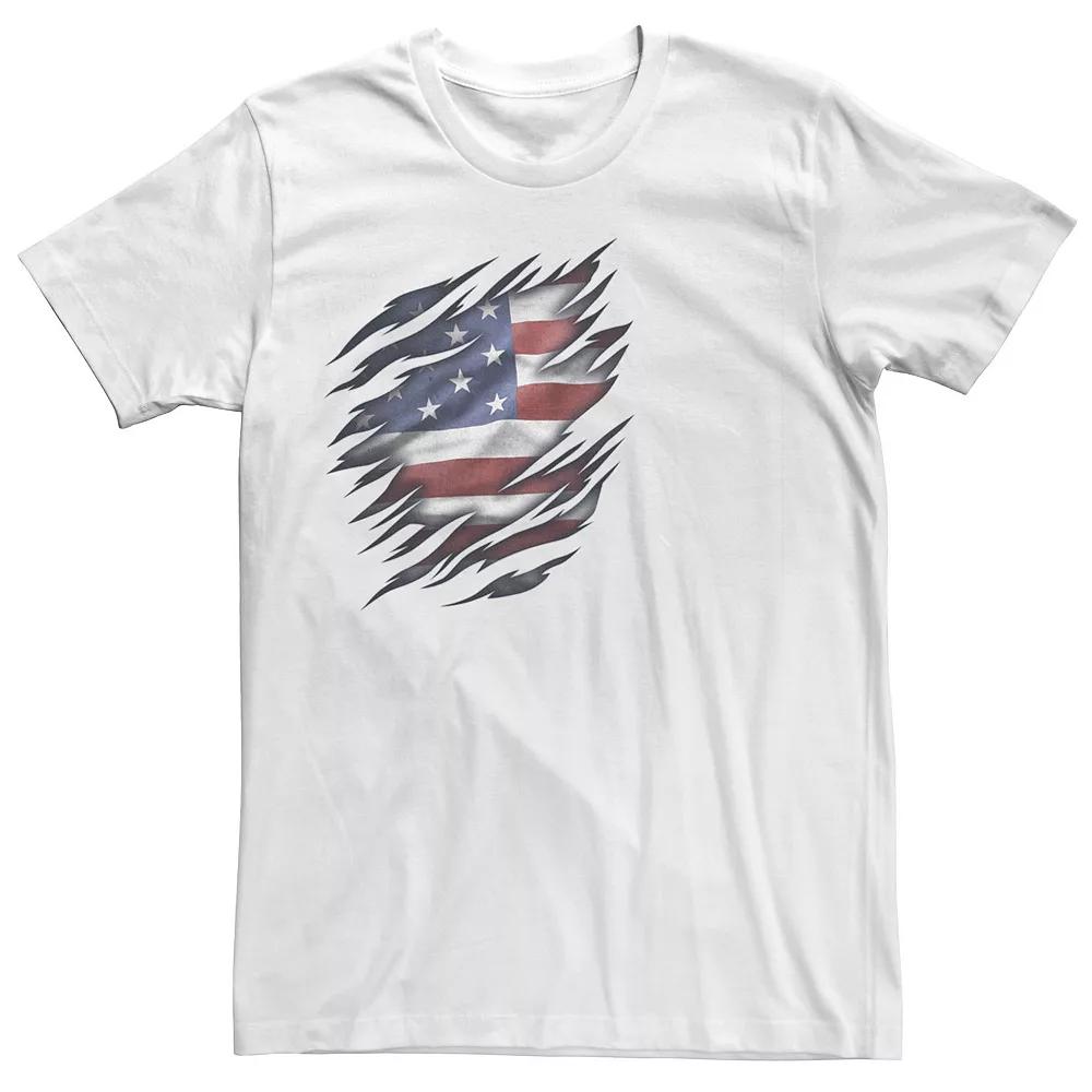 Big & Tall Ripped American Flag Patriotic Tee, Men's,  Product Image