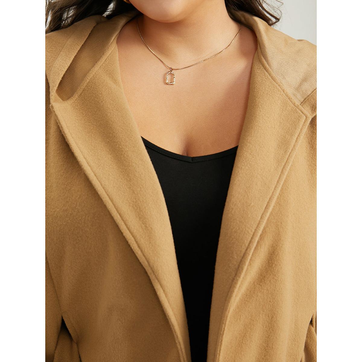 Plus Size Solid Hooded Belted Batwing Sleeve Jacket Women Chocolate Casual Plain Ladies Dailywear Winter Coats BloomChic 22-24/3X Product Image