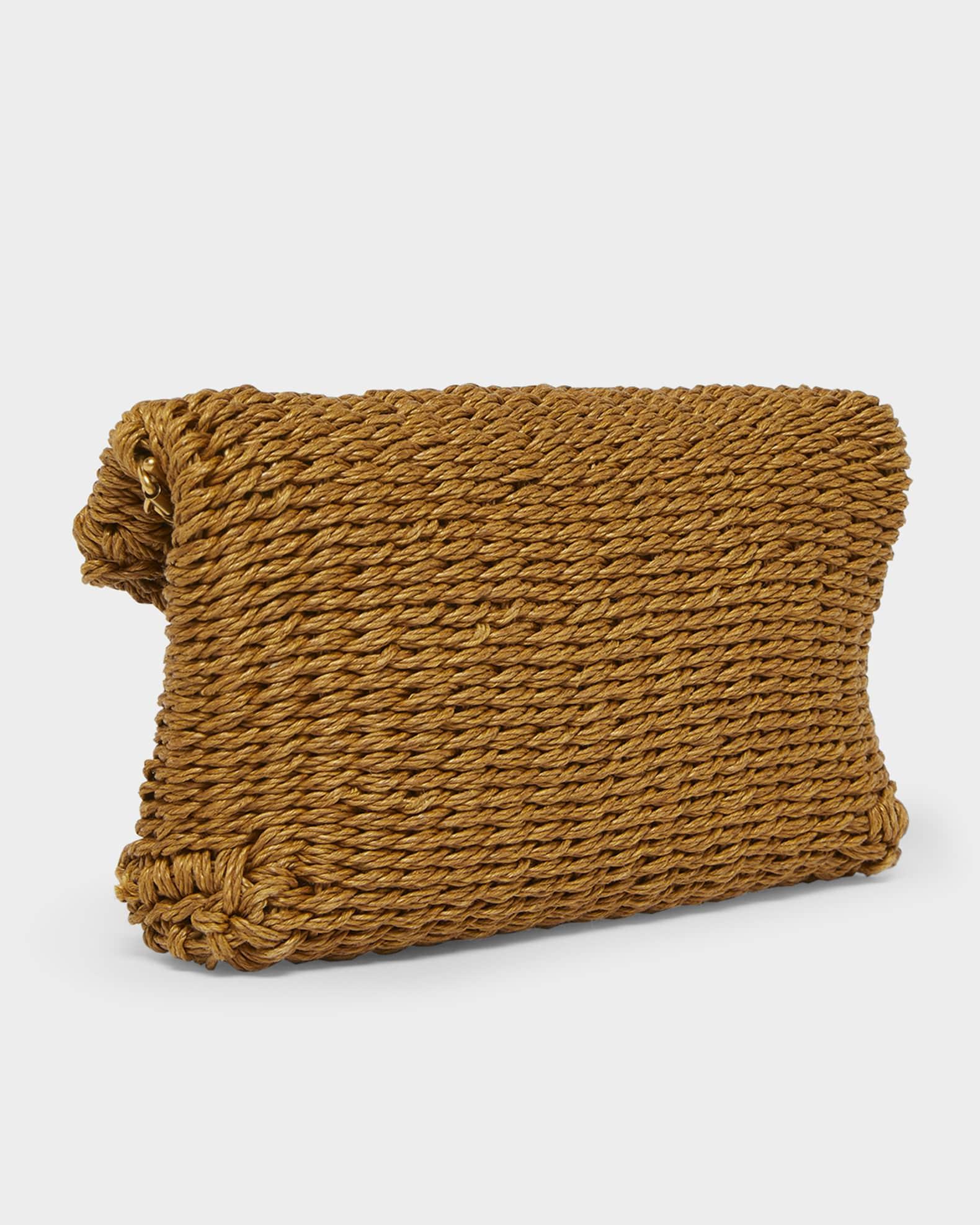 Cassandre Small YSL Pouch Clutch Bag in Raffia  Product Image