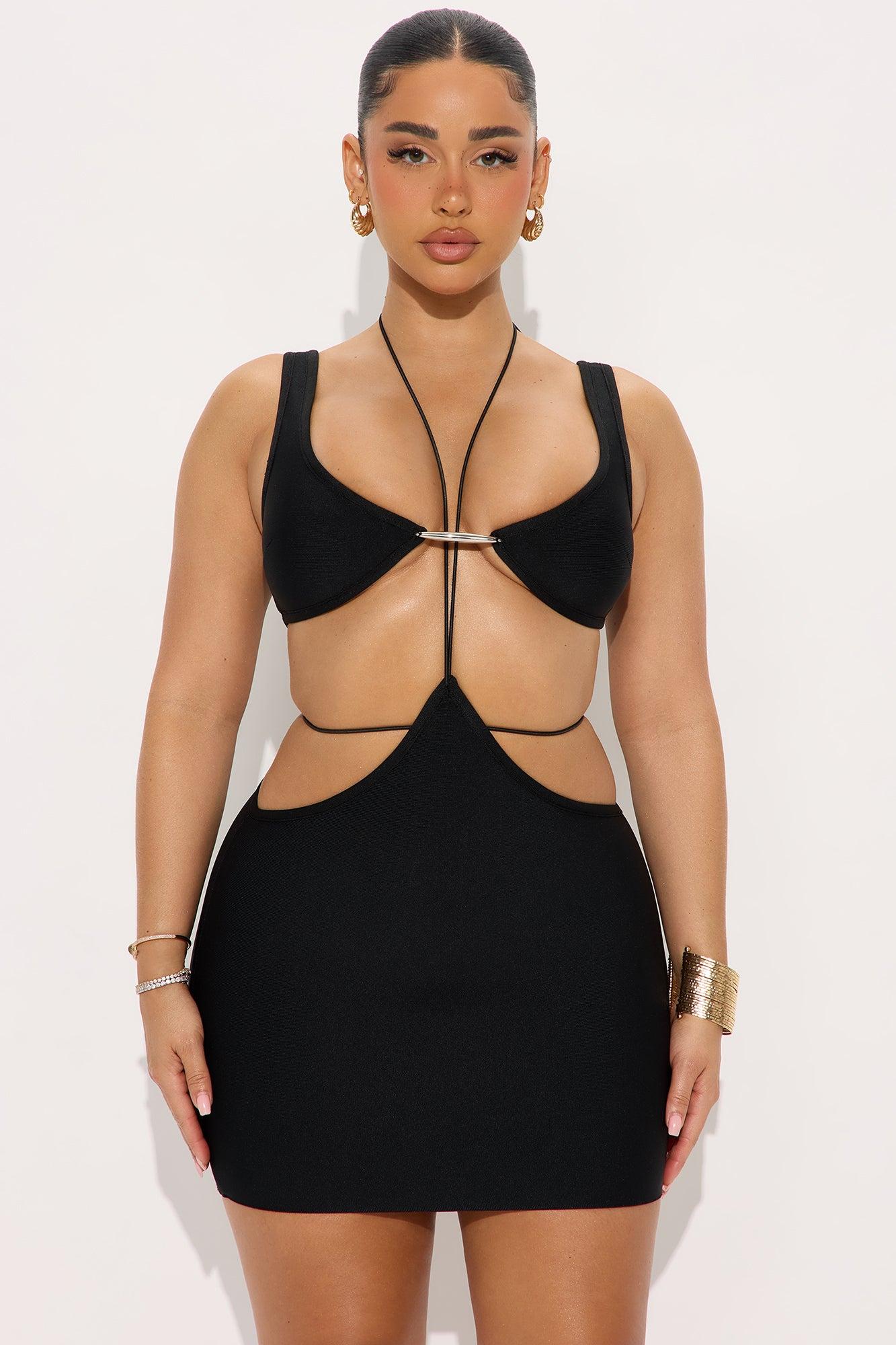 Never Too Much Bandage Mini Dress - Black Female Product Image