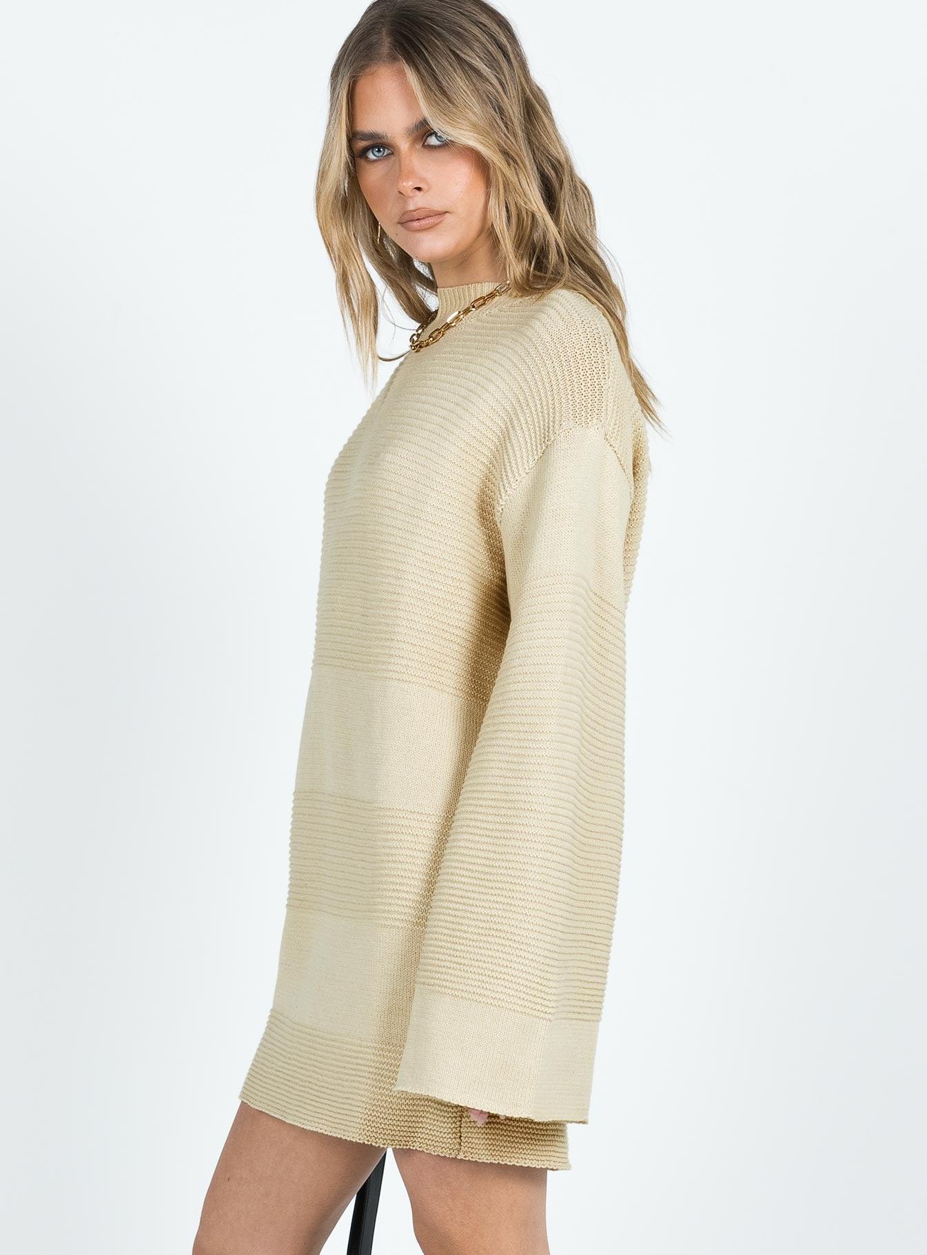 Cheyenne Knit Sweater Dress Beige Product Image
