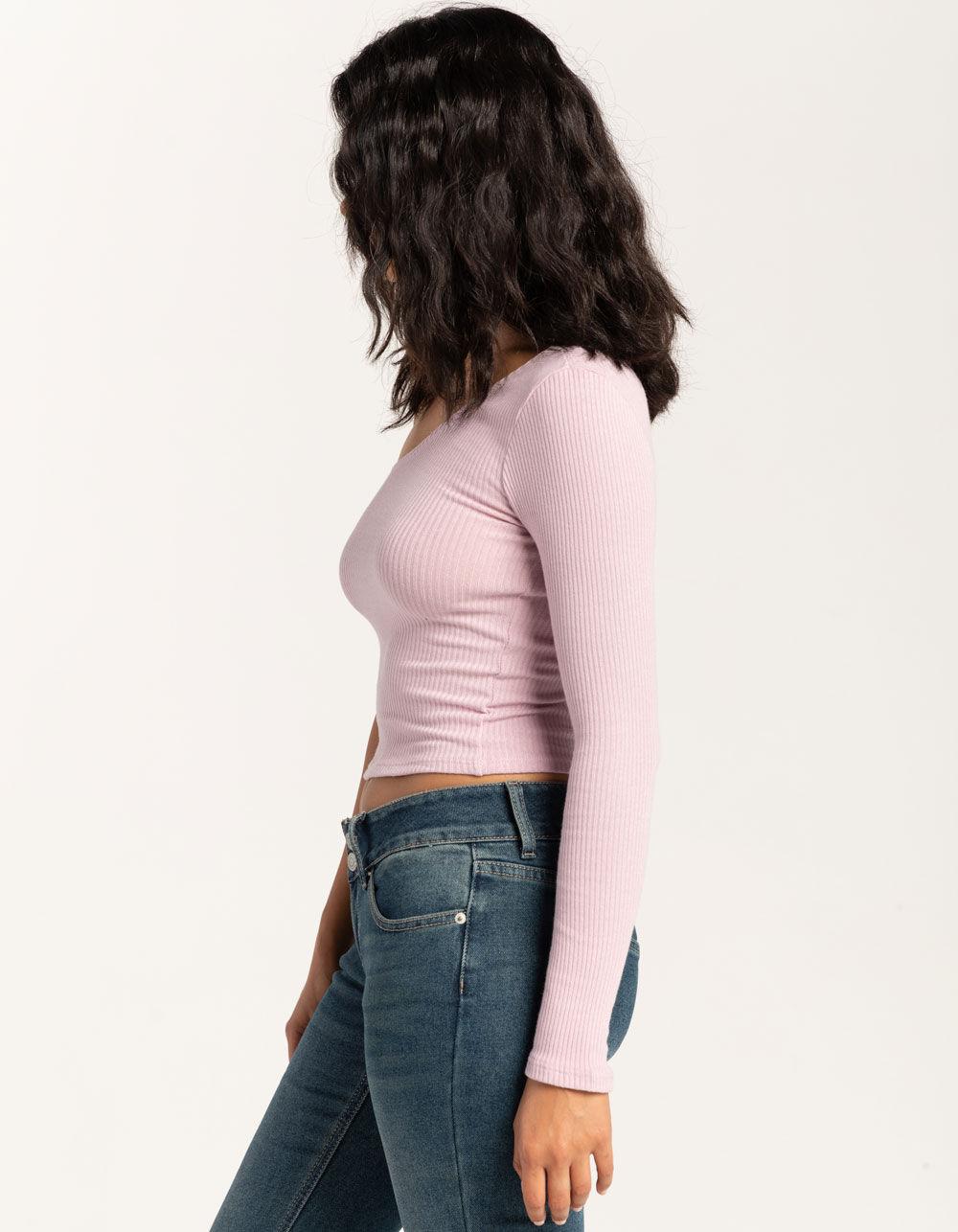 RSQ One Shoulder Long Sleeve Womens Top - LAVENDAR Product Image