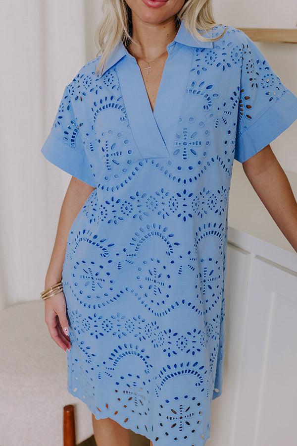 Smiles And Sorbet Eyelet Mini Dress in Sky Blue Product Image