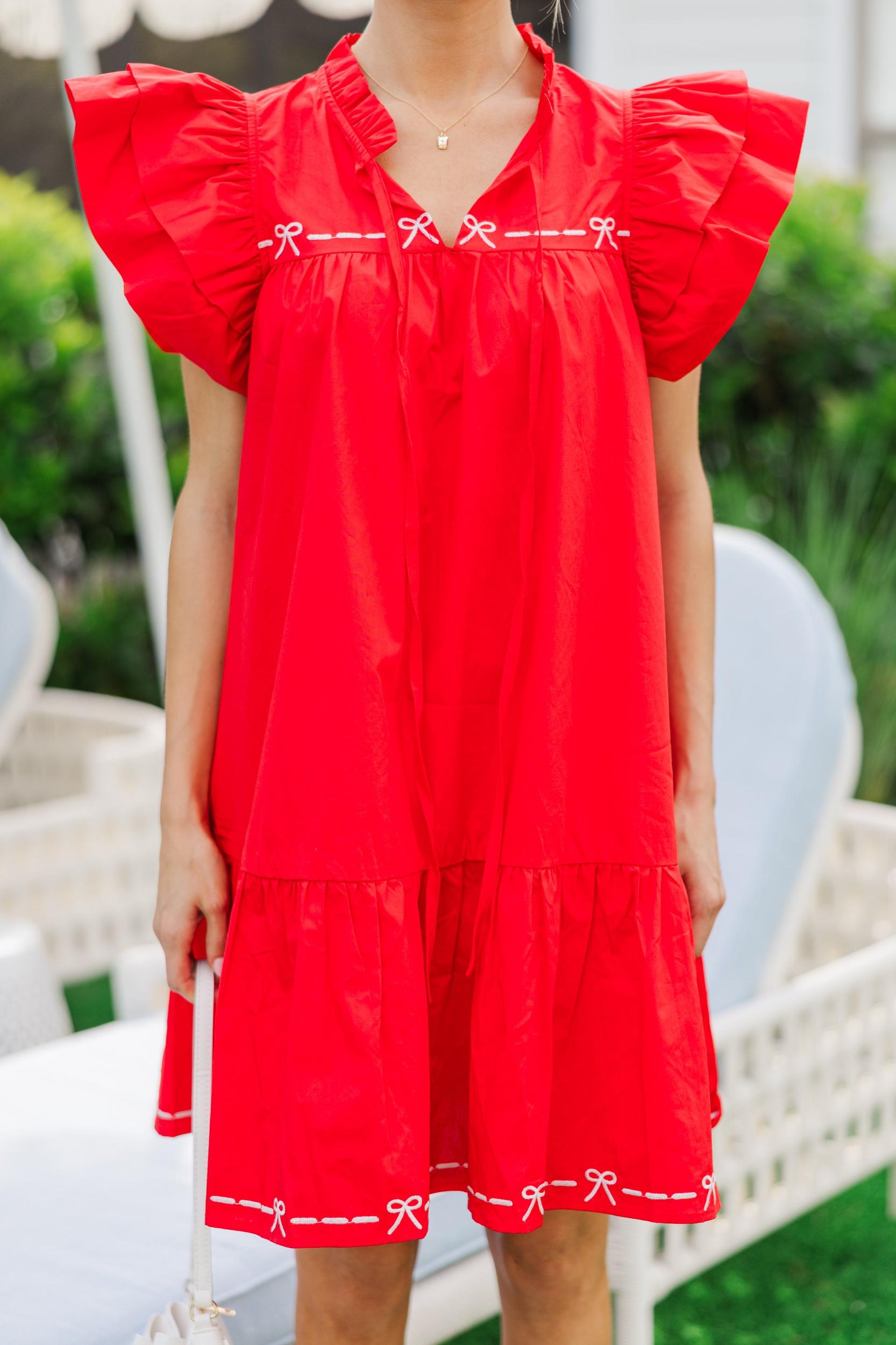 All I See Red Bow Printed Dress Female Product Image