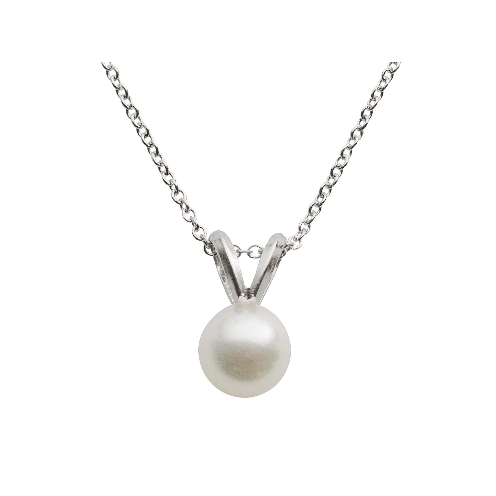 18k White Gold AA Akoya Cultured Pearl Pendant - 16 in., Womens Product Image