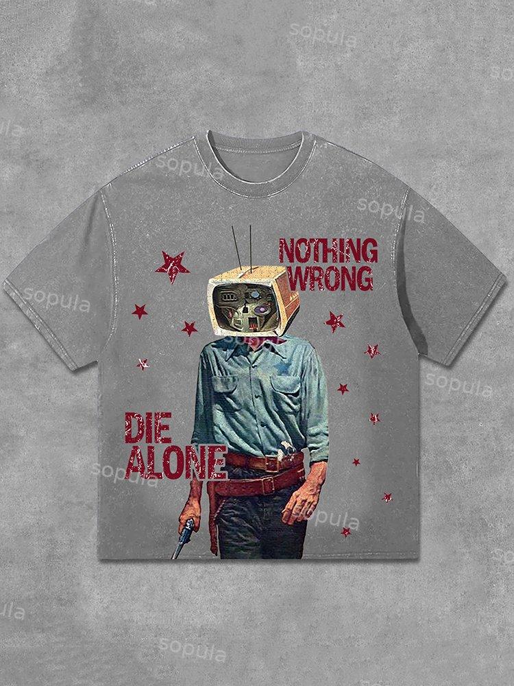 Sopula Nothing Wrong Graphic Print Acid Washed T-Shirt Product Image