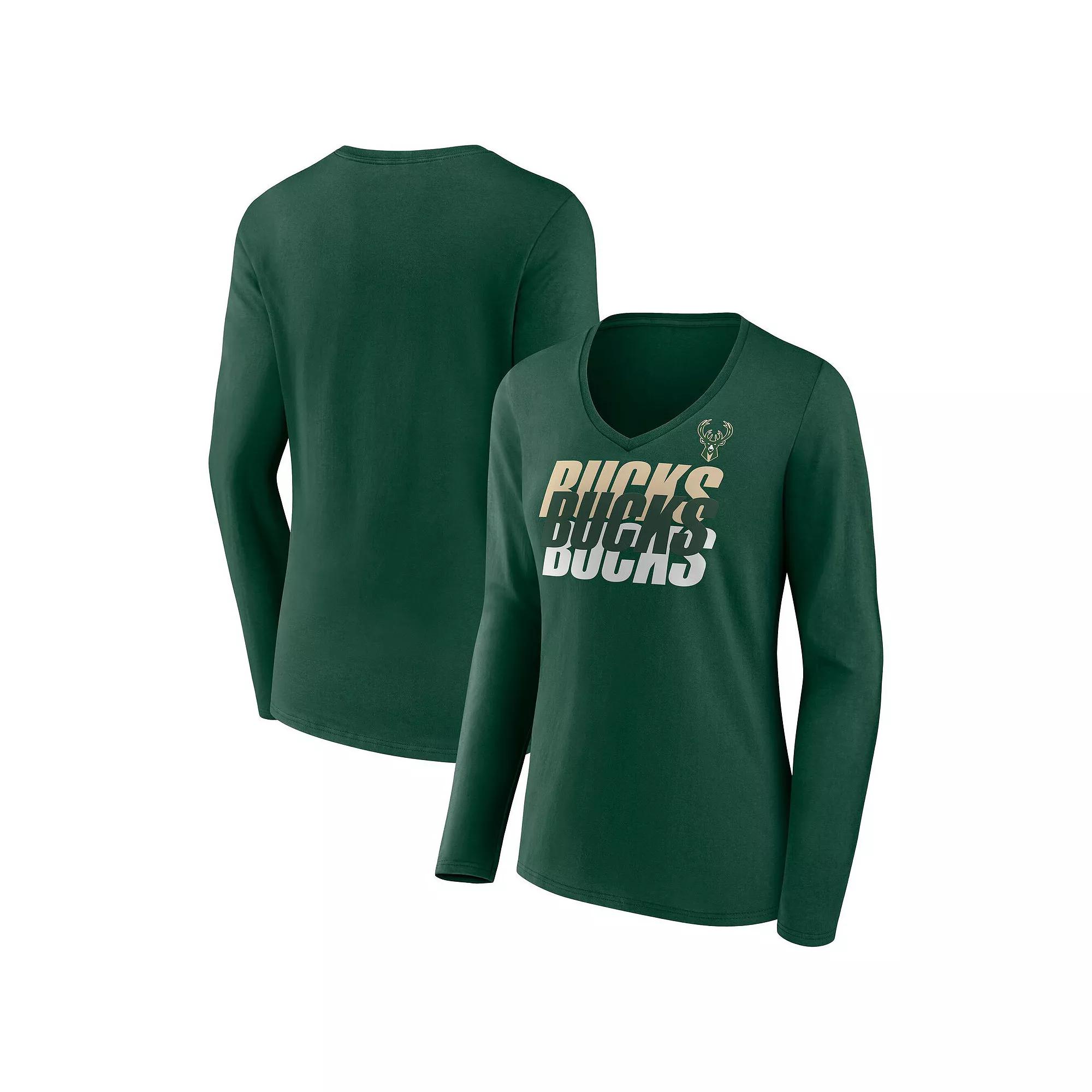 Women's Fanatics Branded Navy Tennessee Titans Wordmark Long Sleeve V-Neck T-Shirt,  Product Image