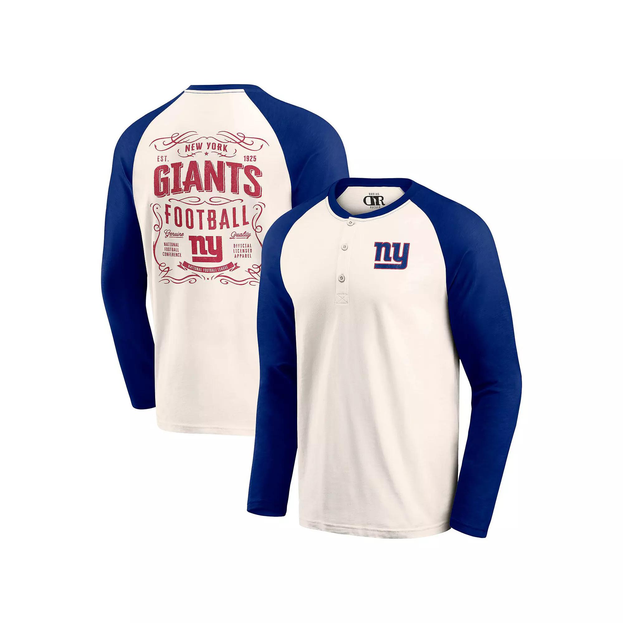 Men's Darius Rucker Collection by Fanatics Cream/Navy Houston Texans Raglan Henley T-Shirt, Size: 2XL, Beige Product Image