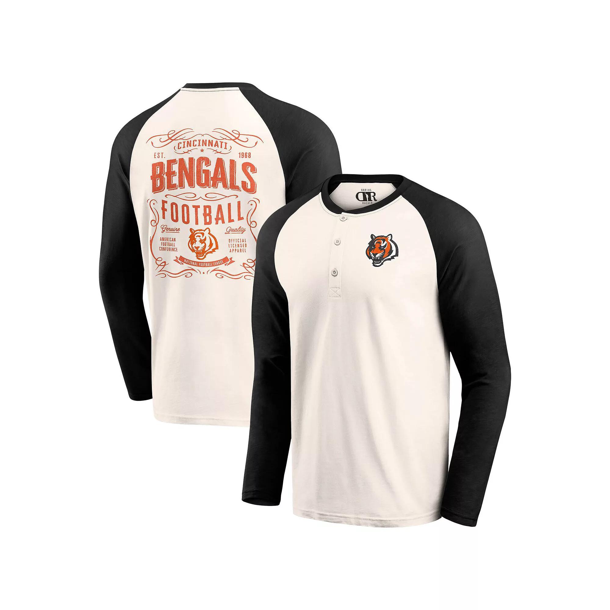 Men's Darius Rucker Collection by Fanatics Cream/Black Cincinnati Bengals Raglan Henley T-Shirt,  Product Image