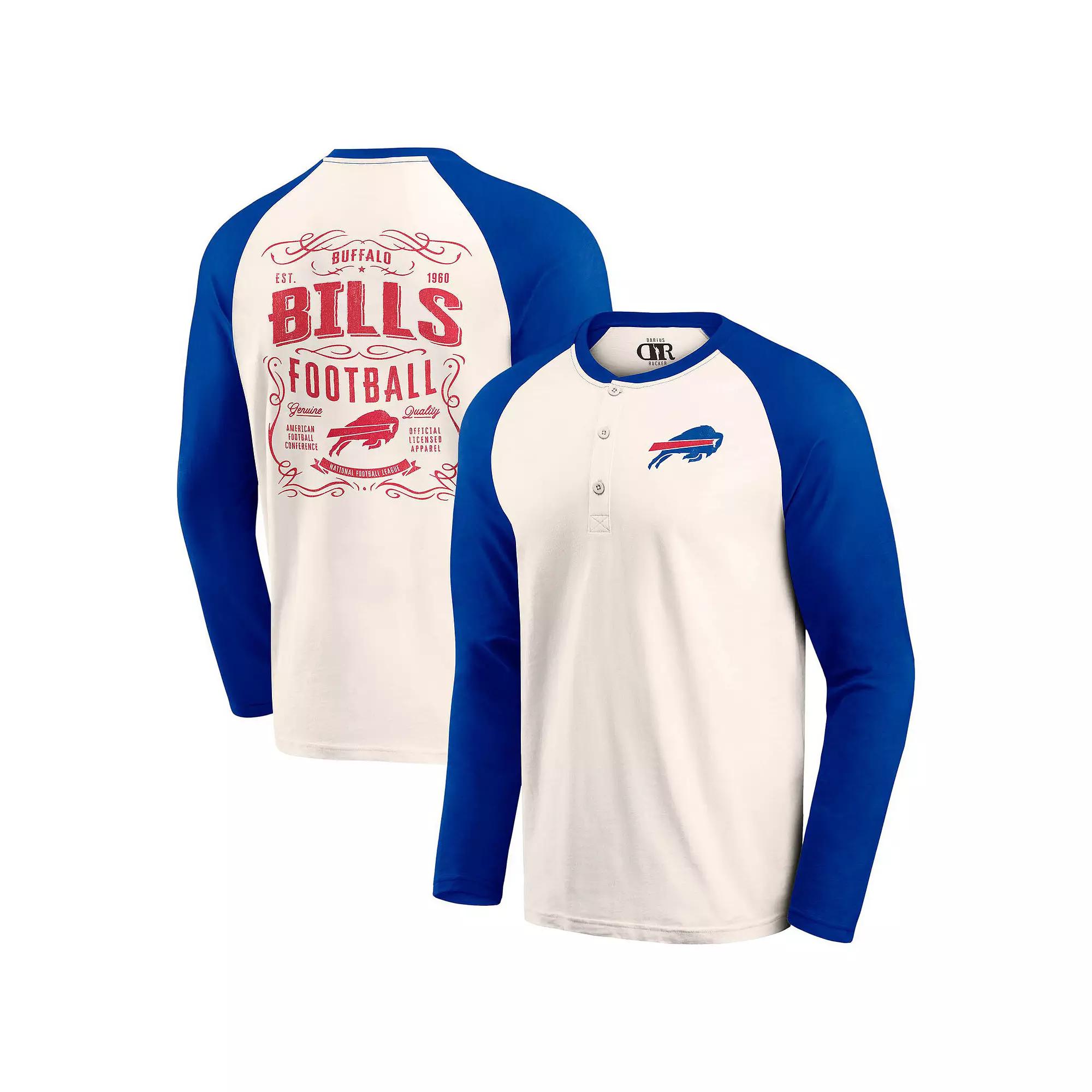 Men's Darius Rucker Collection by Fanatics Cream/Brown Cleveland Browns Raglan Henley T-Shirt,  Product Image