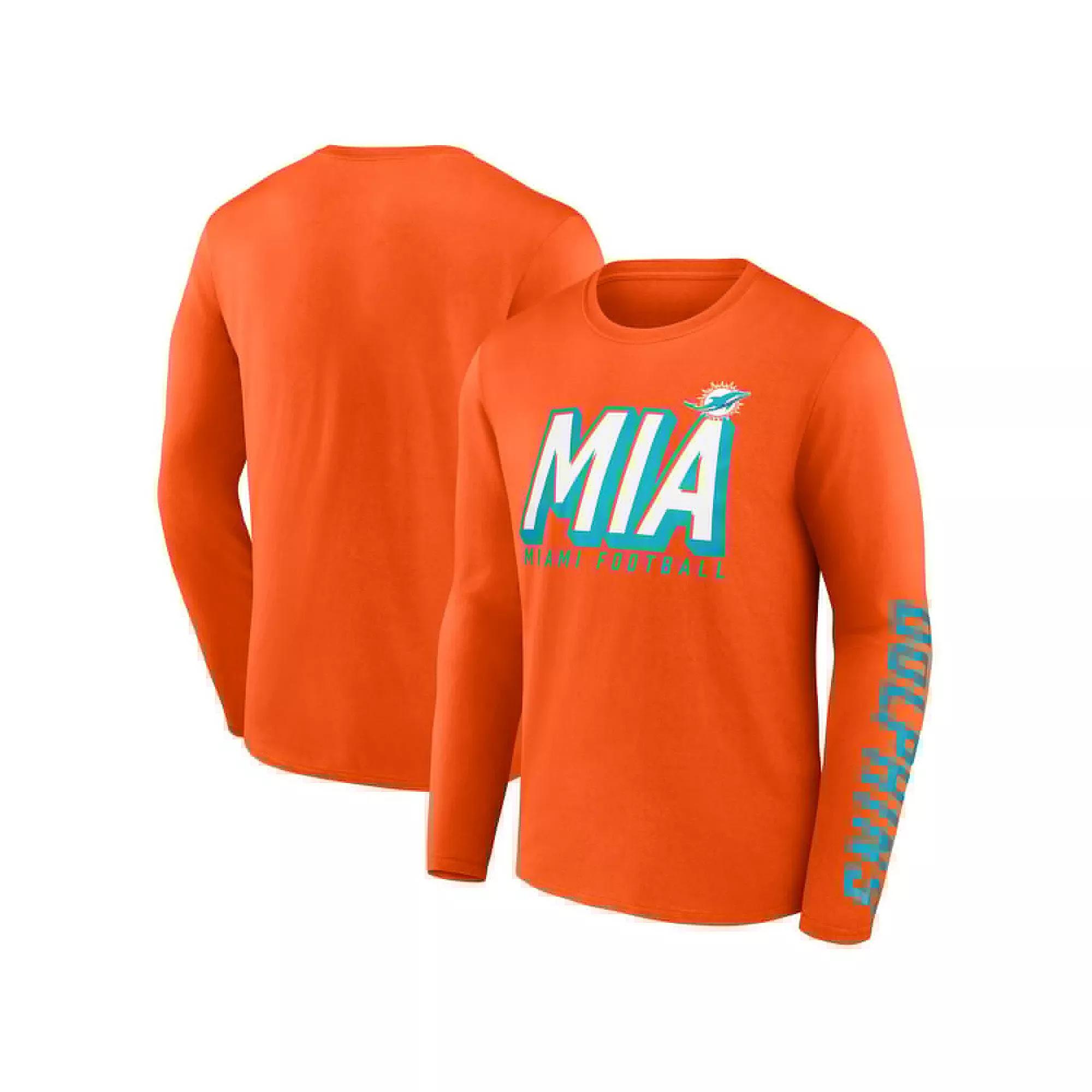 Men's Fanatics  Orange Miami Dolphins Long Sleeve T-Shirt, Size: Small Product Image
