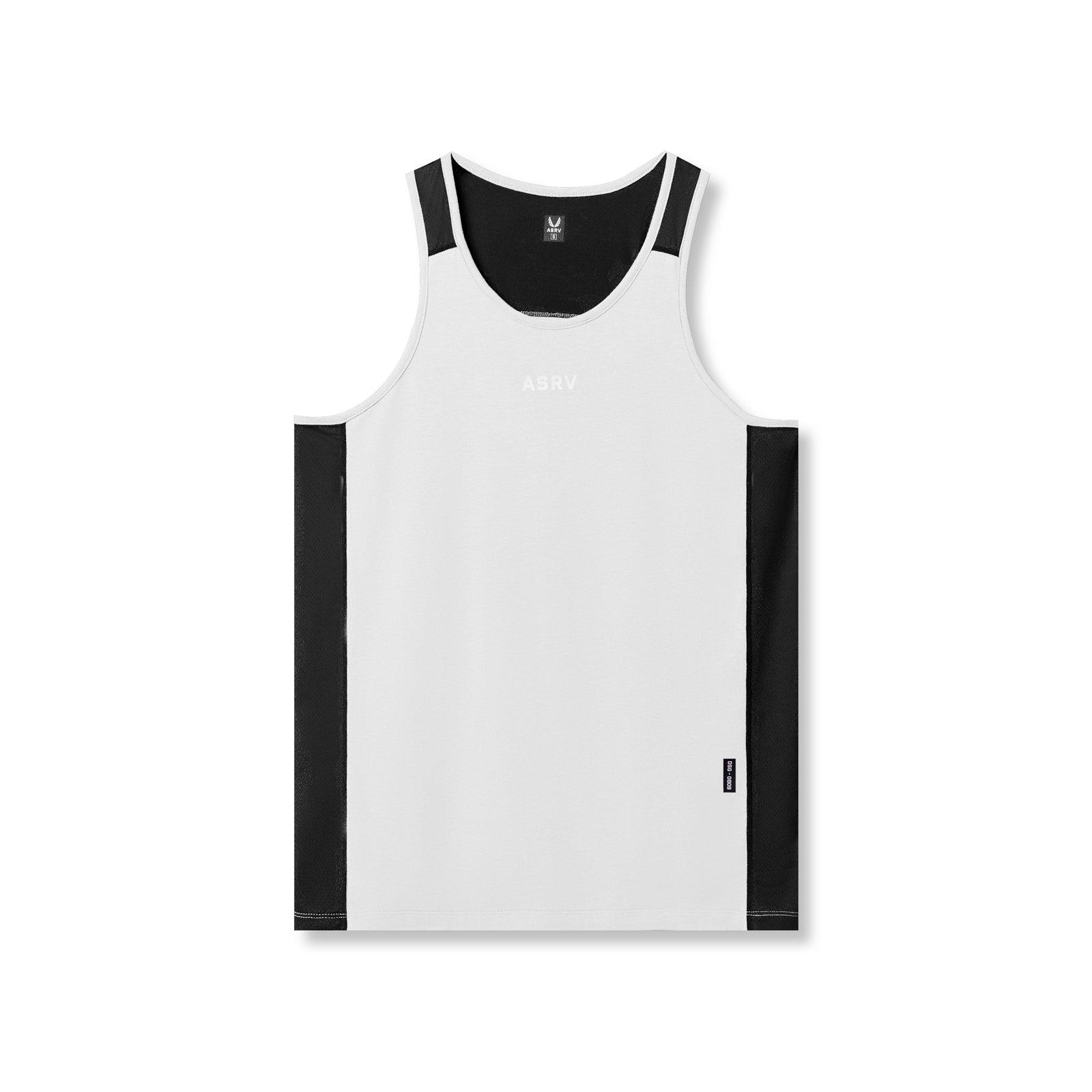 0809. Supima® Mesh Panel Training Singlet - White Product Image