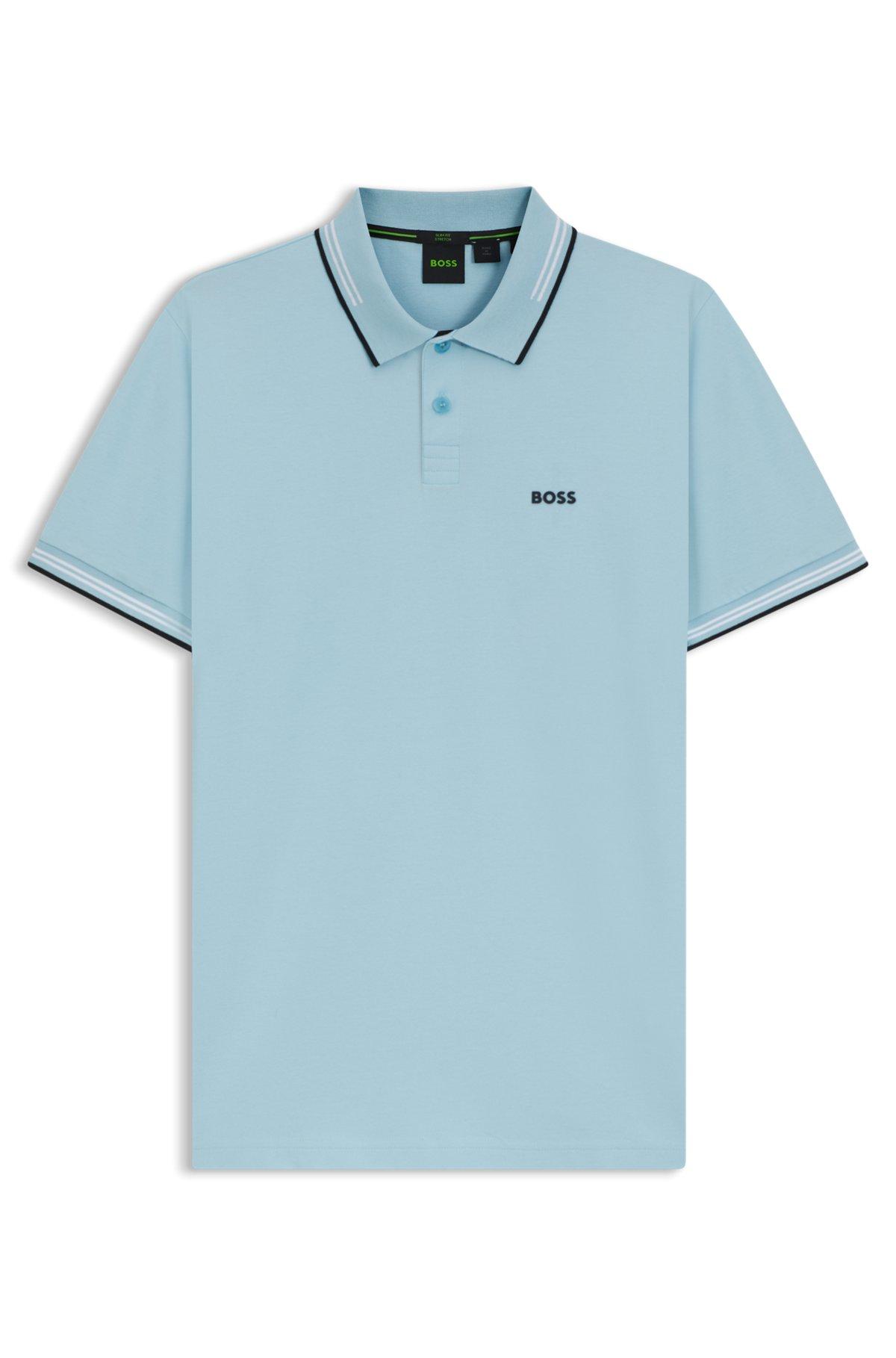 Stretch-cotton slim-fit polo shirt with branding Product Image