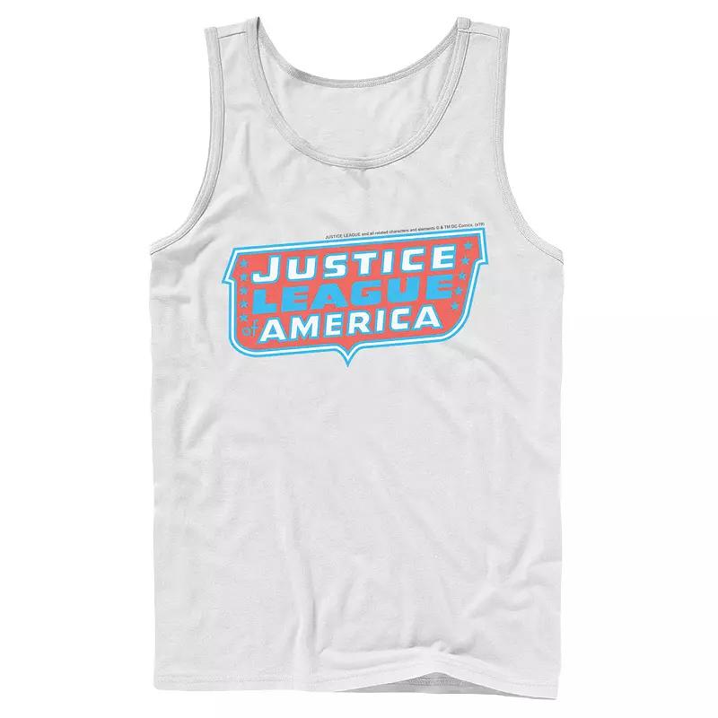 Men's DC Comics Justice League of America Text Poster Logo Tank Top,  Product Image
