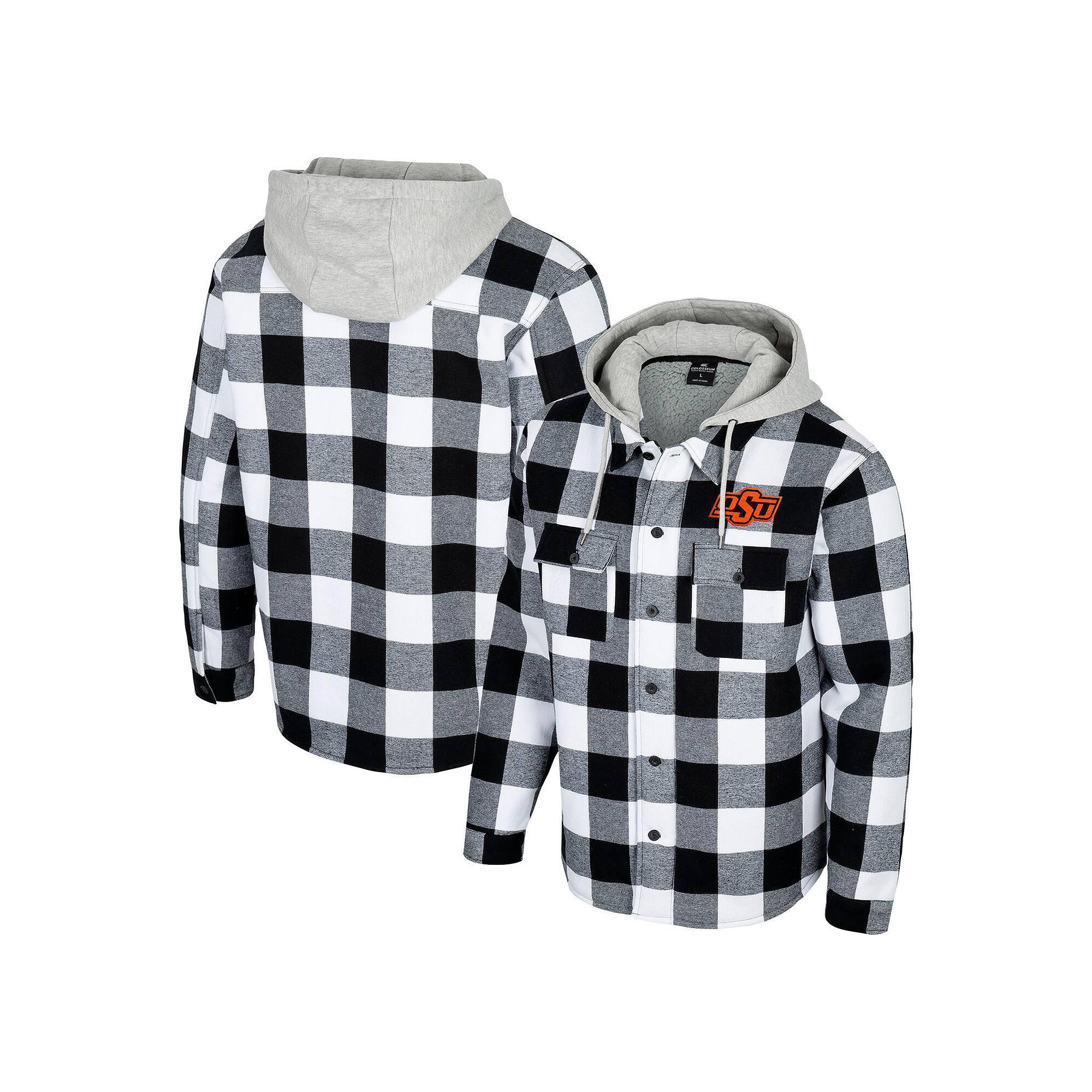 Men's Colosseum Black/White Oklahoma State Cowboys Buffalo Plaid Full-Zip Jacket, Size: XL Product Image