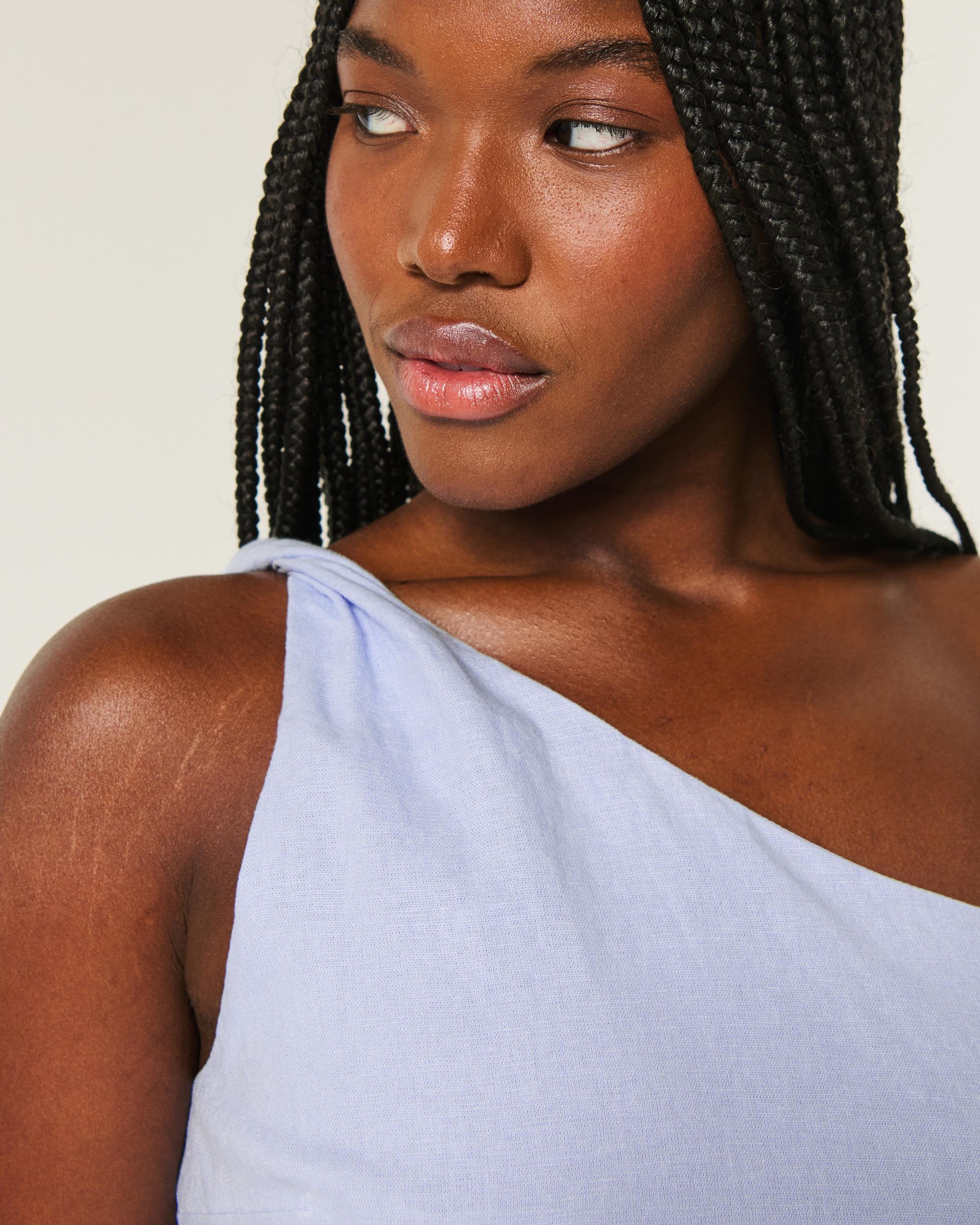 Linen-Blend One-Shoulder Top Product Image