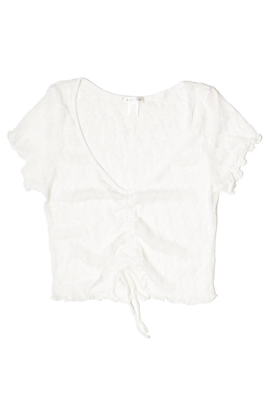 Cinch Front Diamond Mesh Crop Top Product Image