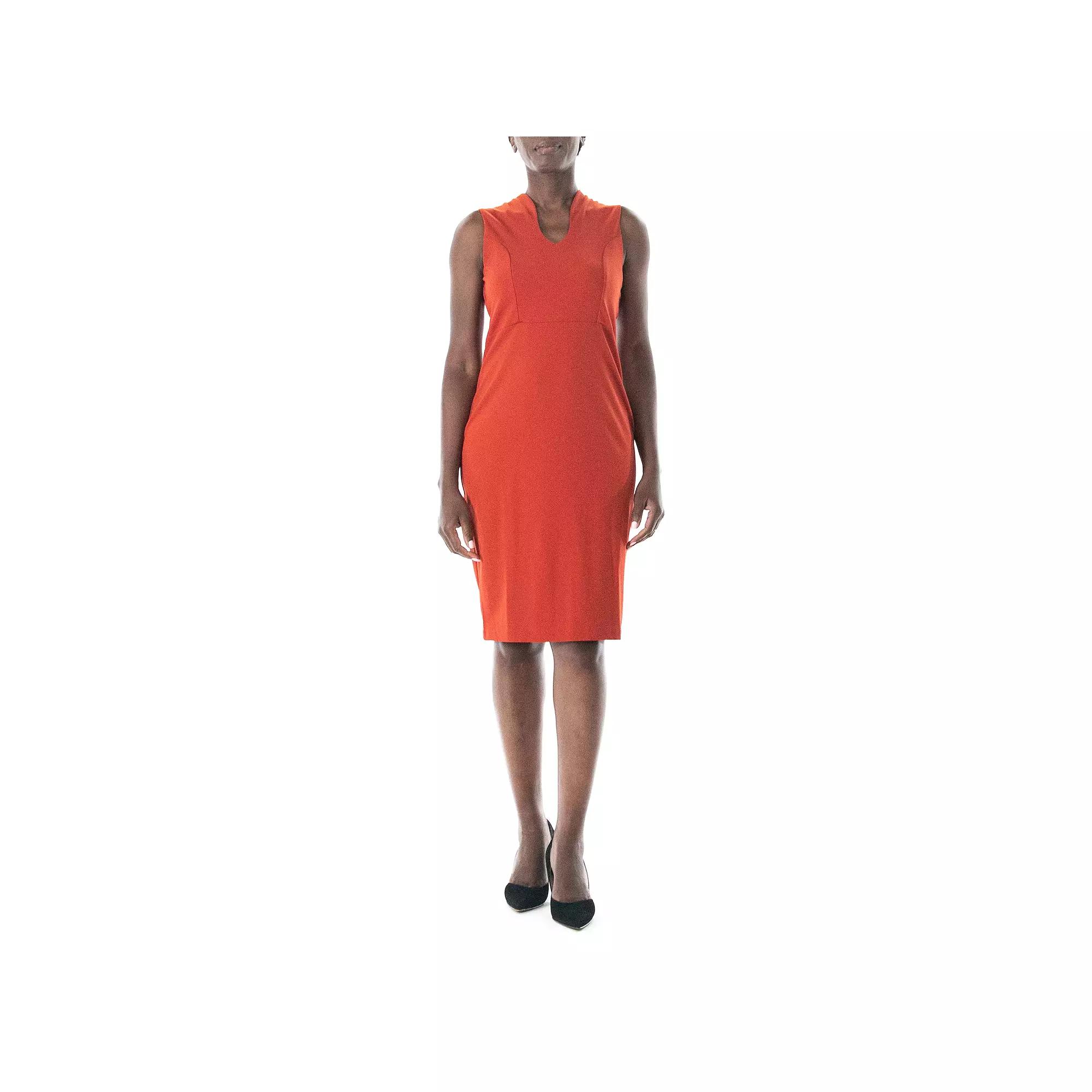 Women's Nina Leonard U-Neck Midi Sheath Dress,  Product Image