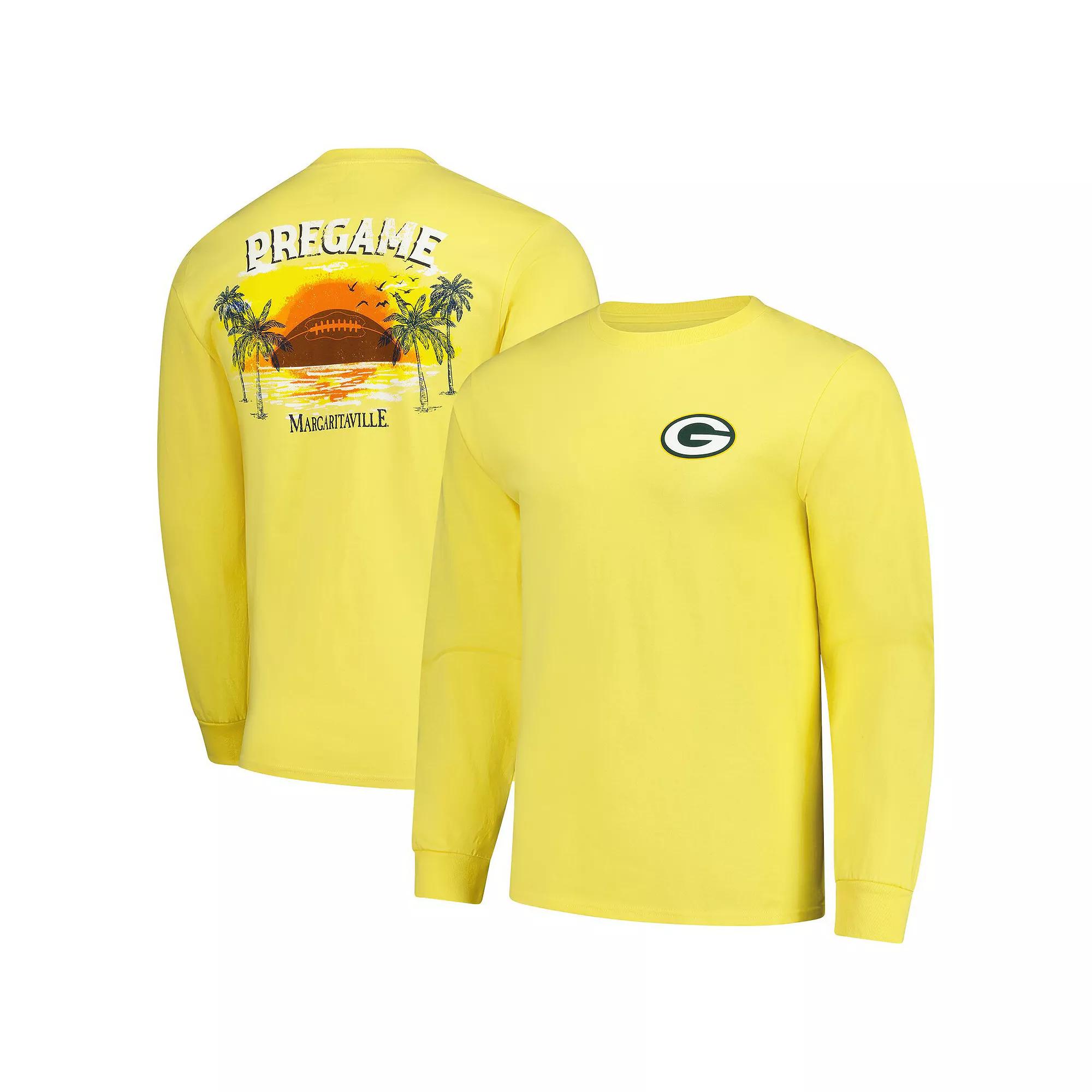 Men's Margaritaville  Gold Green Bay Packers Pregame Long Sleeve T-Shirt, Size: Medium Product Image