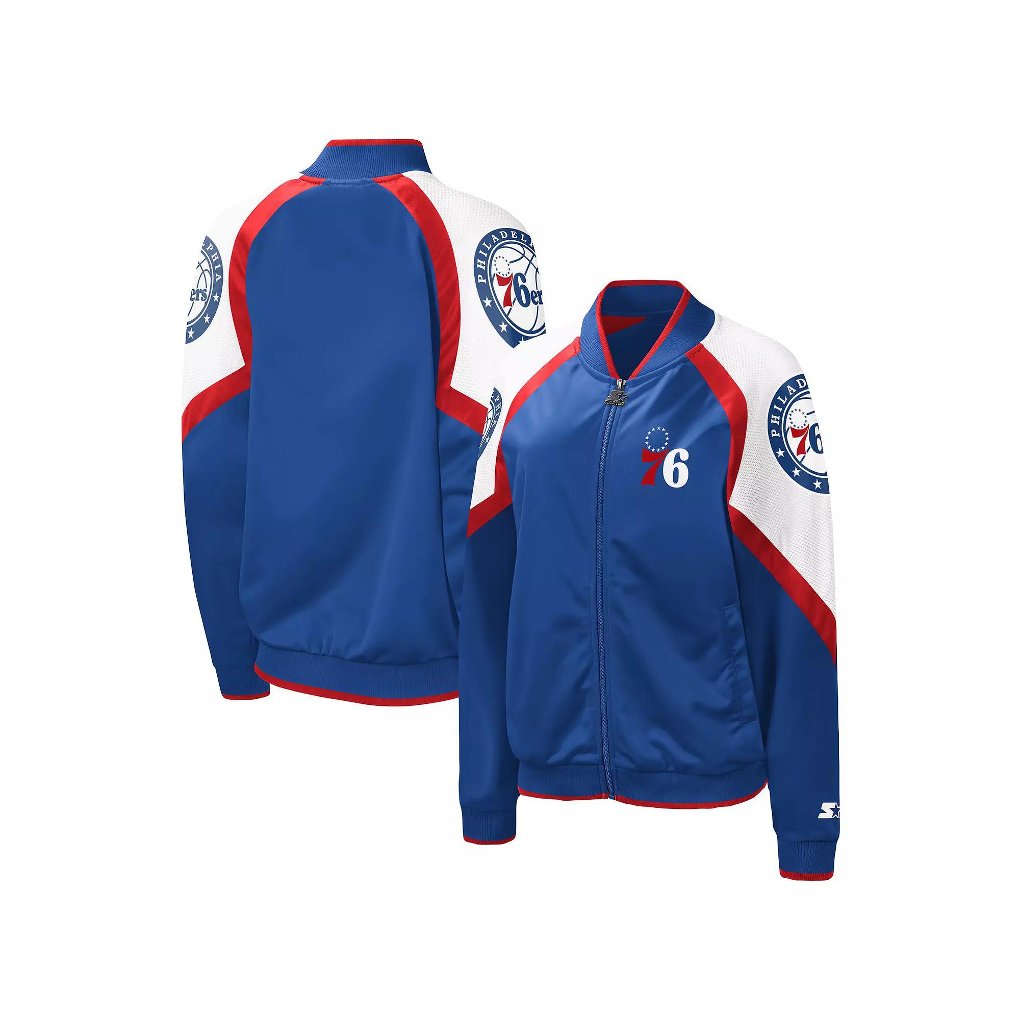 Women's Starter Royal/Red Philadelphia 76ers Fan Girl Satin Raglan Full-Zip Jacket, Size: Medium, 76r Blue Product Image