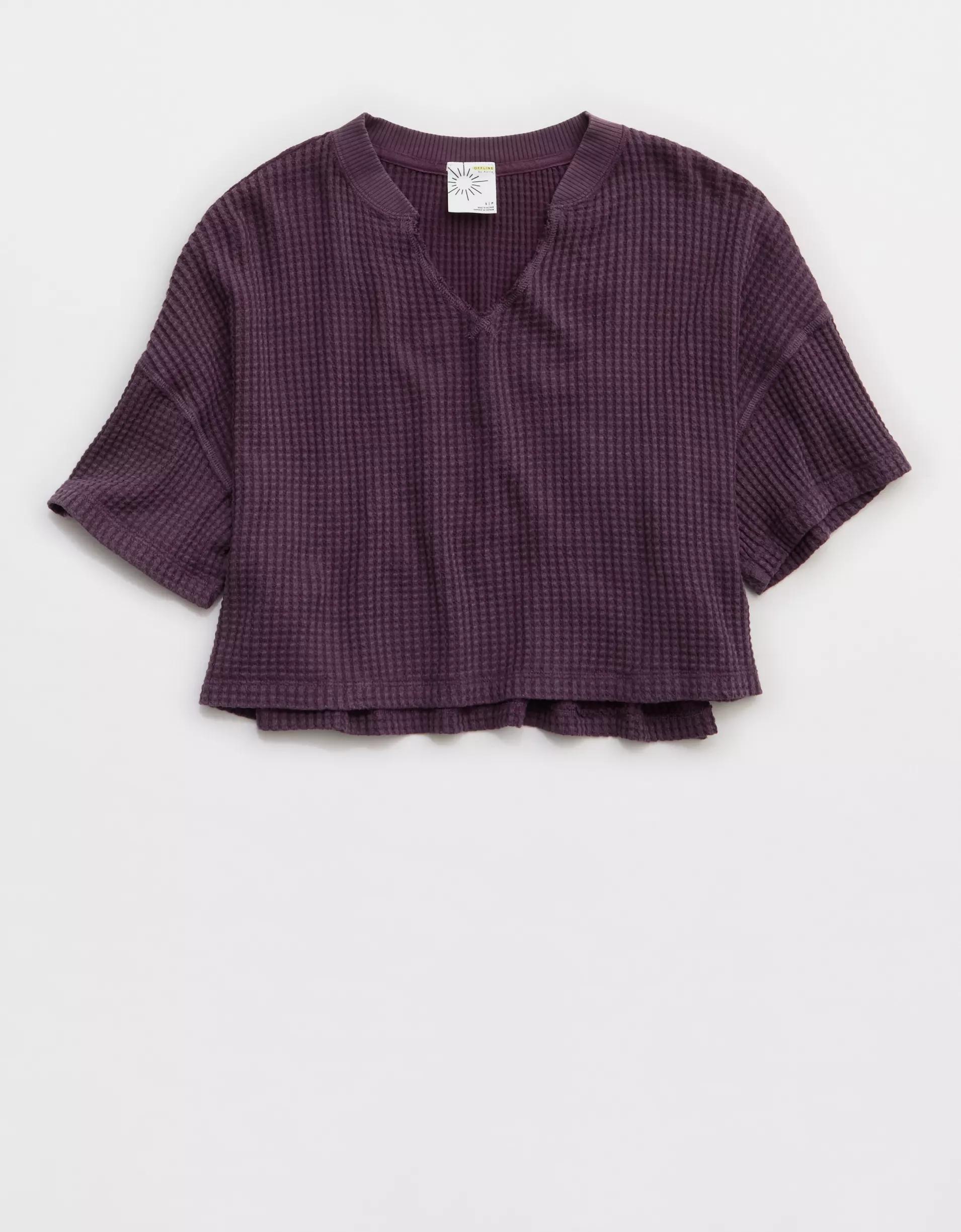 OFFLINE By Aerie Wow! Waffle Notch Neck T-Shirt Product Image